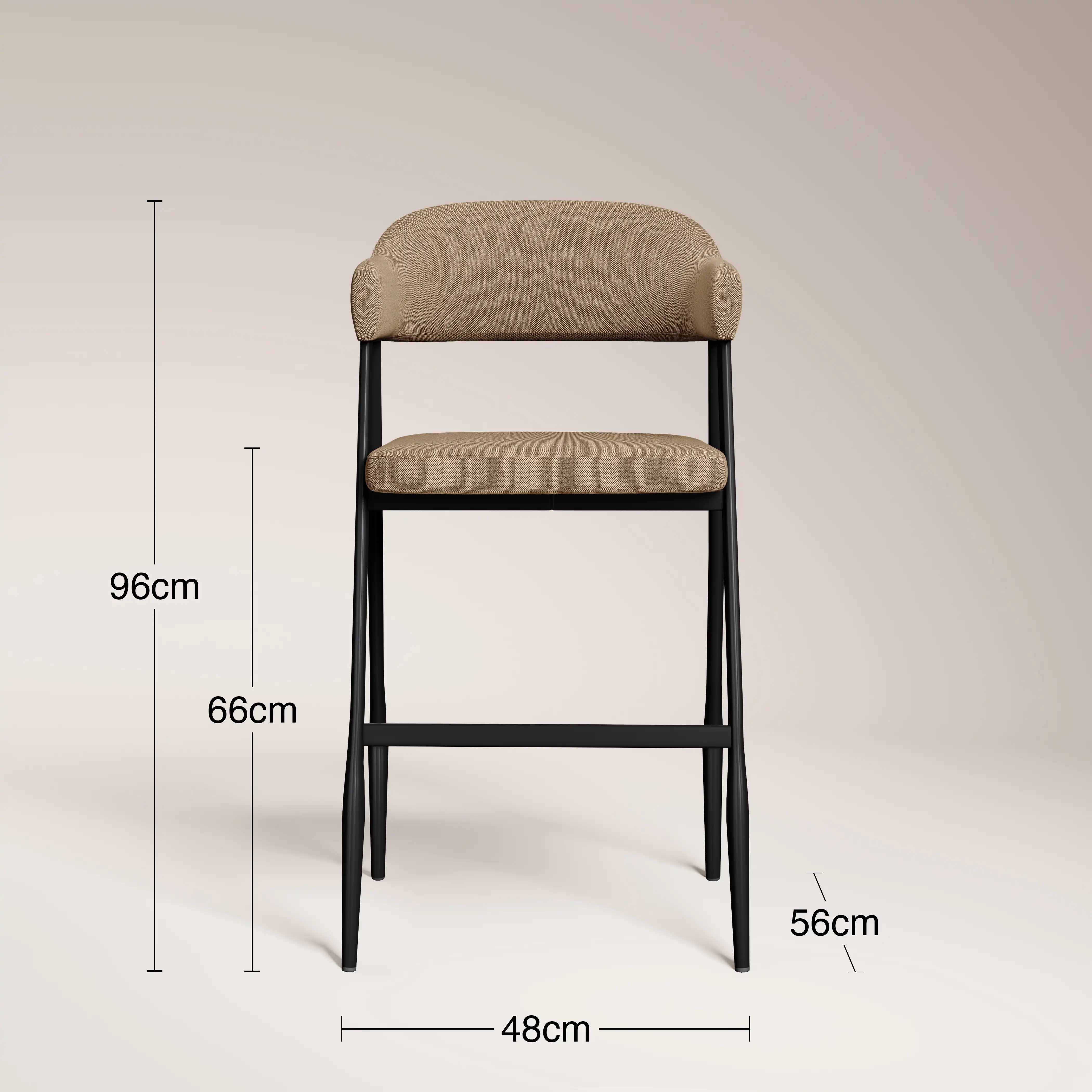 Presley Kitchen Stool | Latte Sustainable Fabric & Black - Image 8
