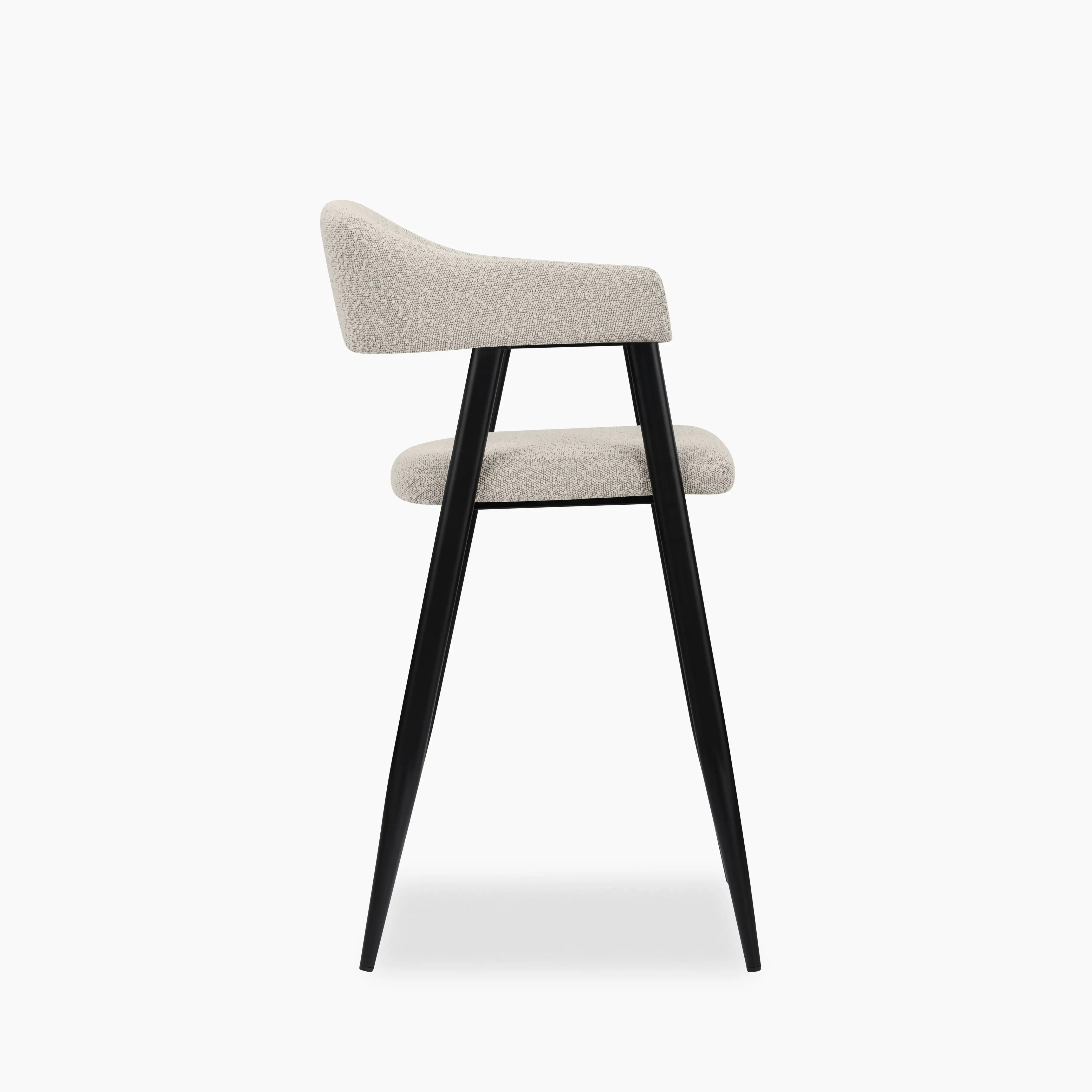 Presley Kitchen Stool | Speckled Stone Sustainable Boucle & Black - Image 5