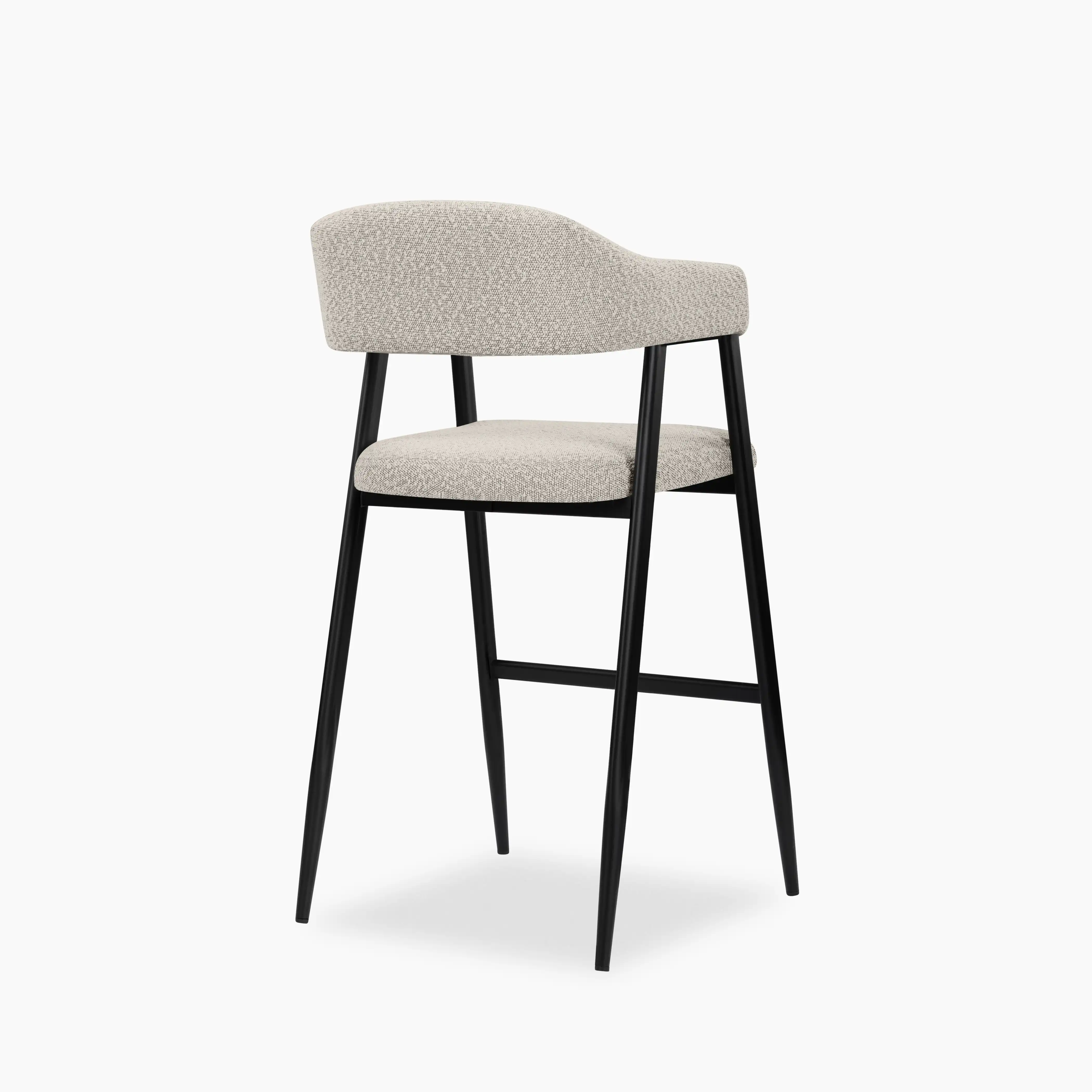 Presley Kitchen Stool | Speckled Stone Sustainable Boucle & Black - Image 7
