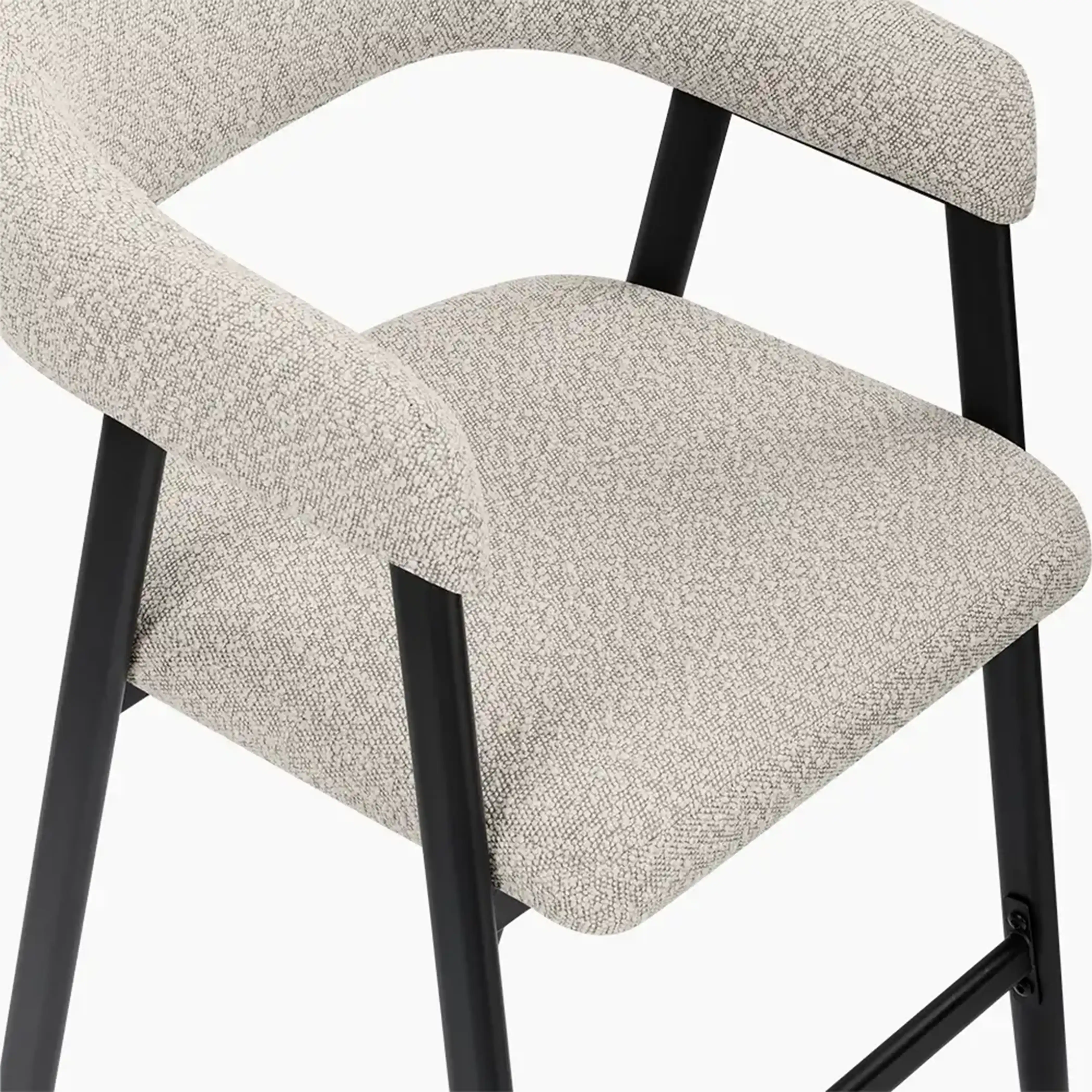Presley Kitchen Stool | Speckled Stone Sustainable Boucle & Black - Image 8
