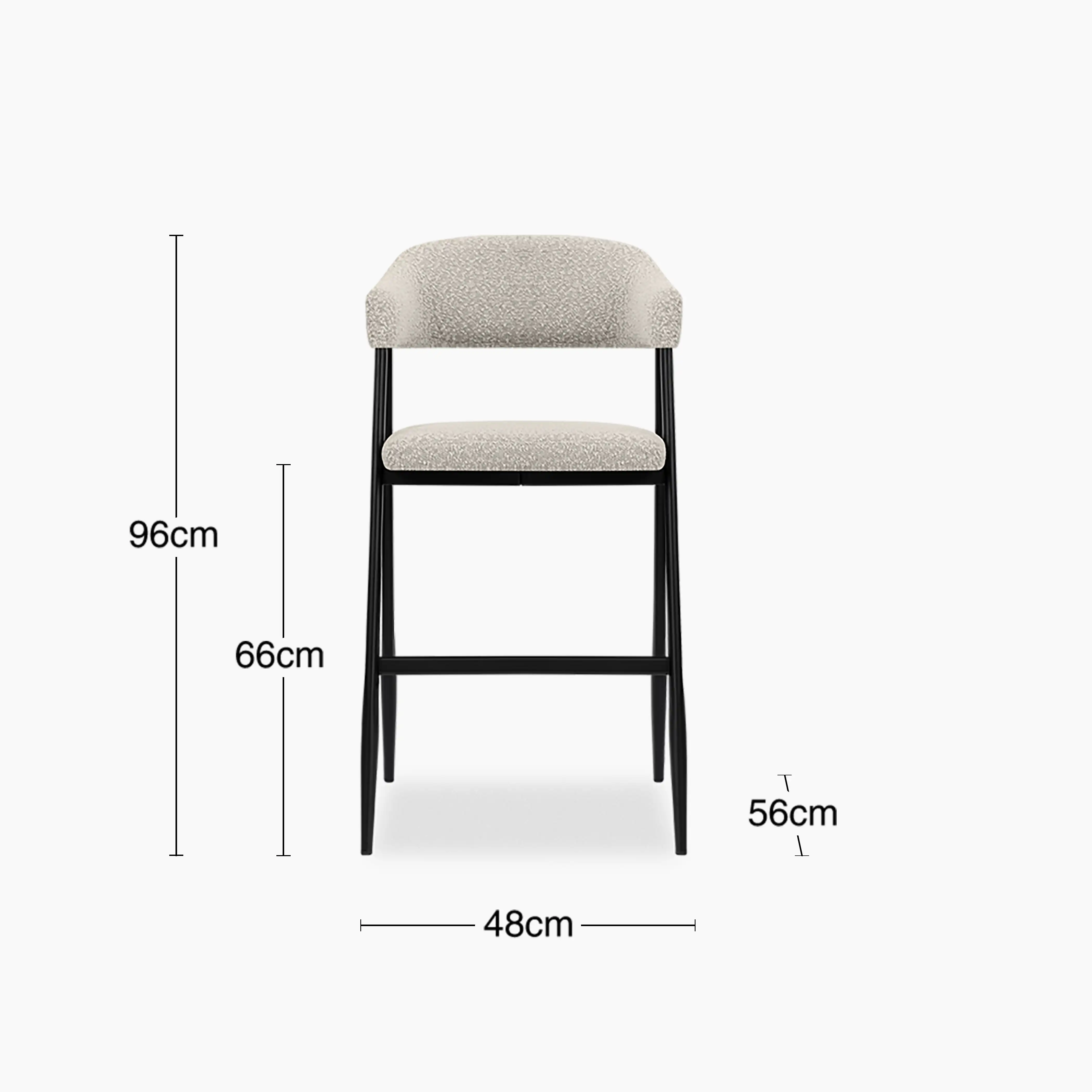 Presley Kitchen Stool | Speckled Stone Sustainable Boucle & Black - Image 9