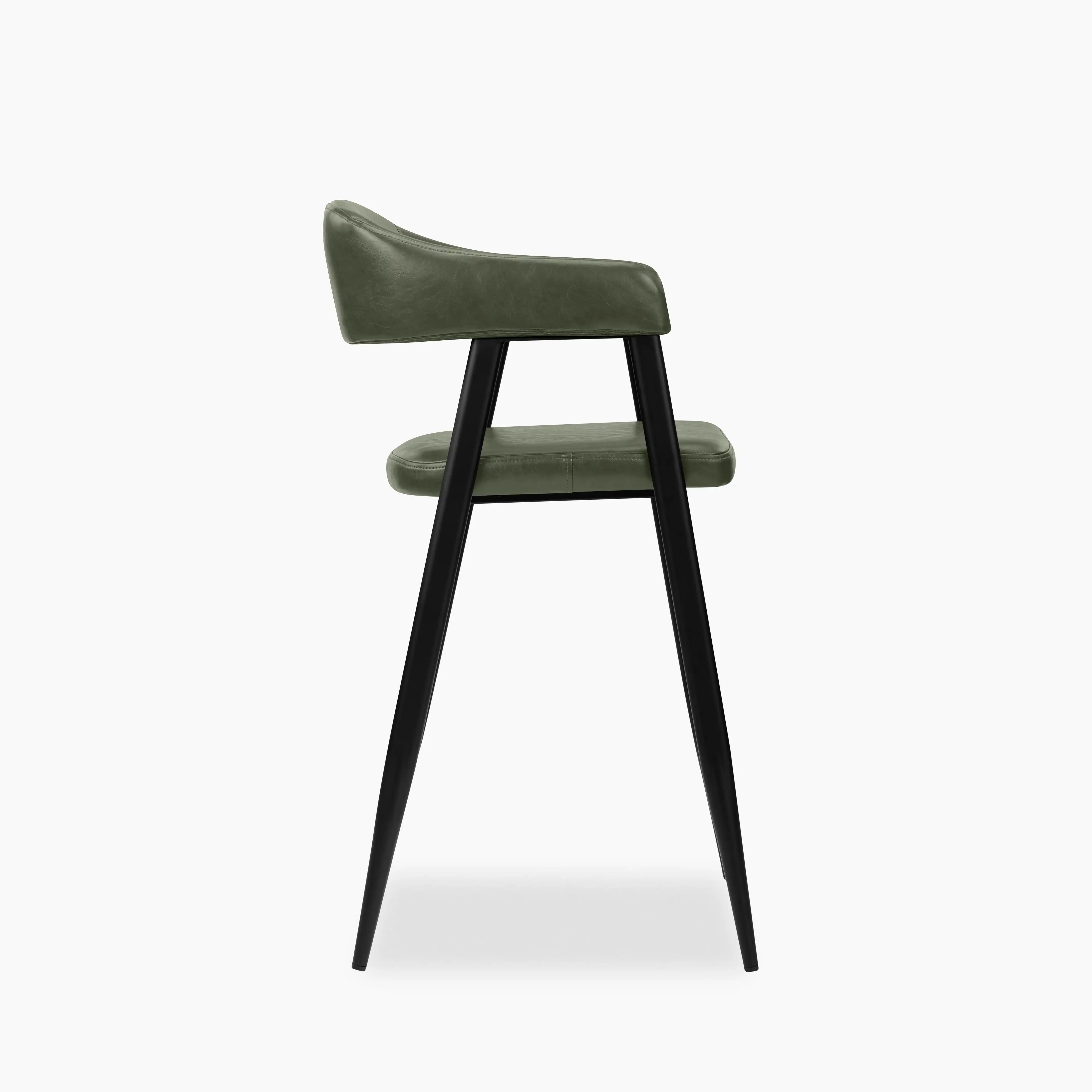 Presley Kitchen Stool | Vintage Green Faux Leather & Black - Image 4