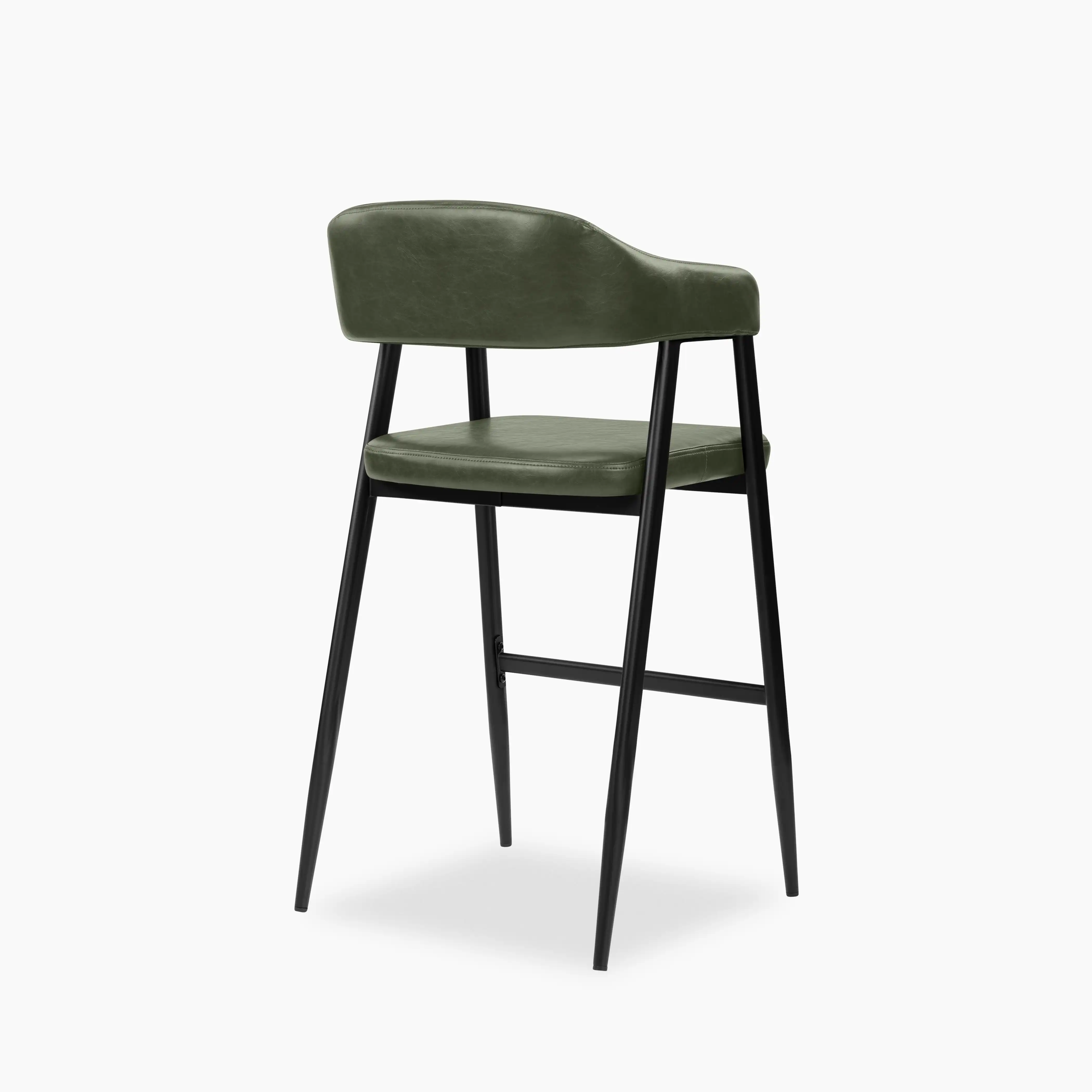 Presley Kitchen Stool | Vintage Green Faux Leather & Black - Image 6
