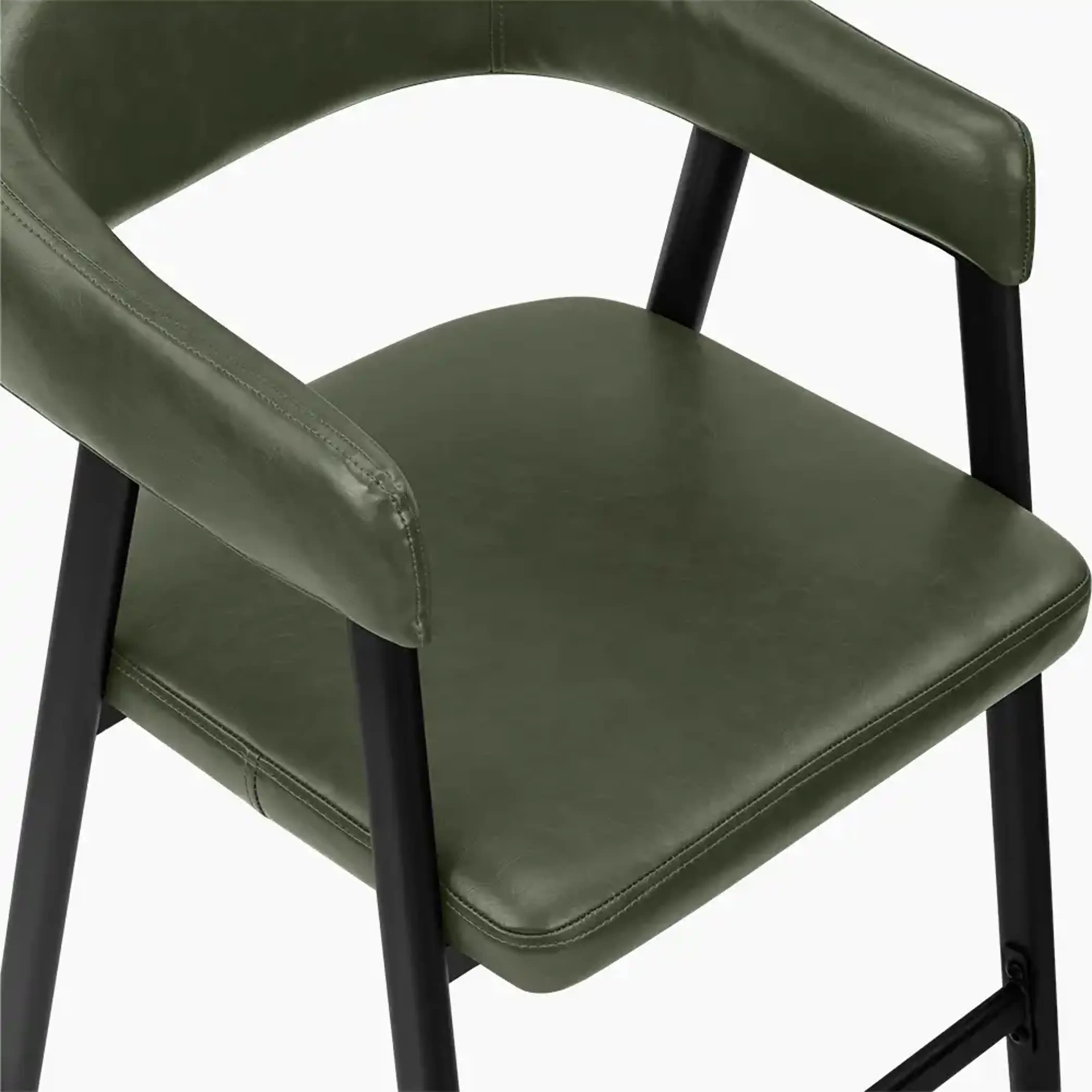Presley Kitchen Stool | Vintage Green Faux Leather & Black - Image 7