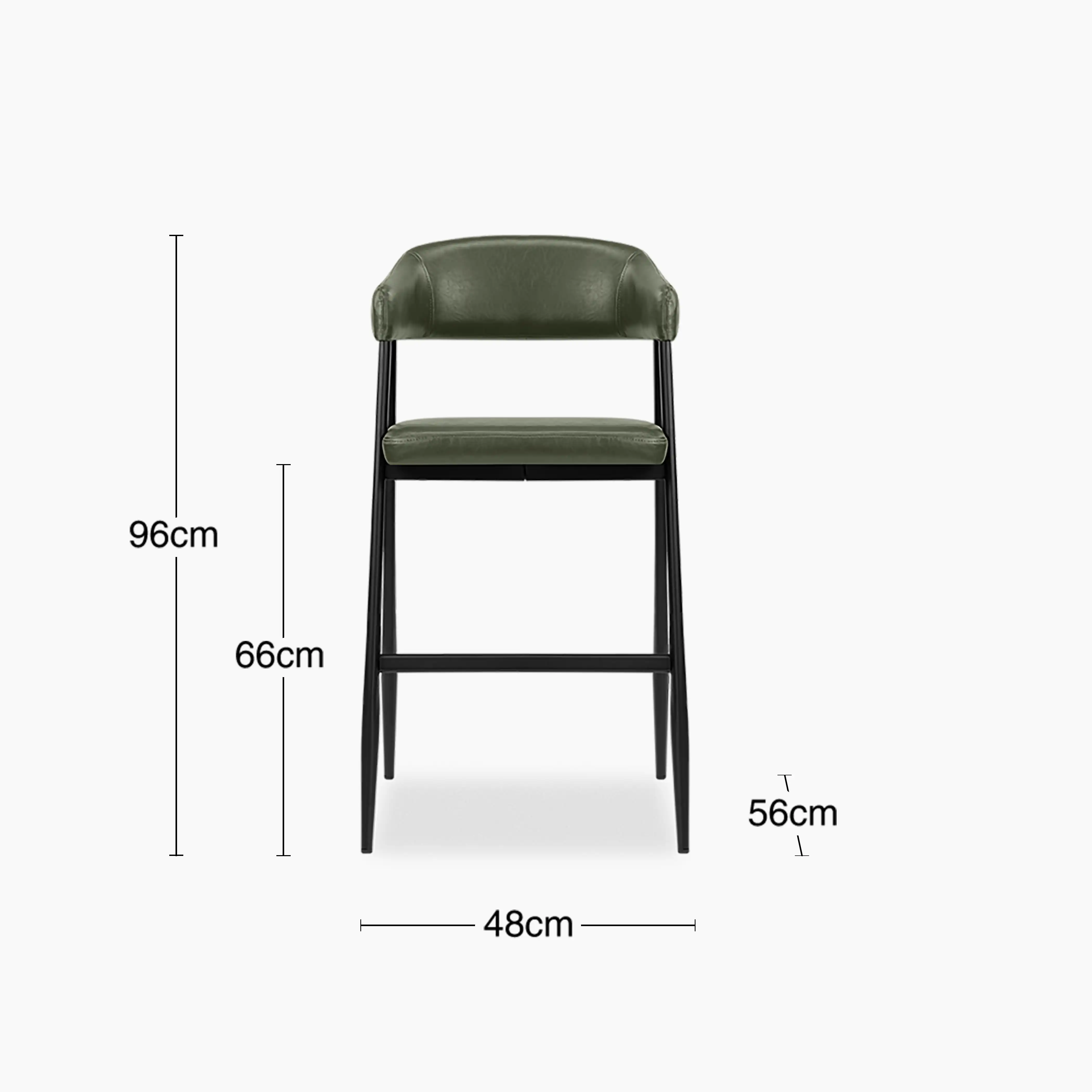 Presley Kitchen Stool | Vintage Green Faux Leather & Black - Image 8