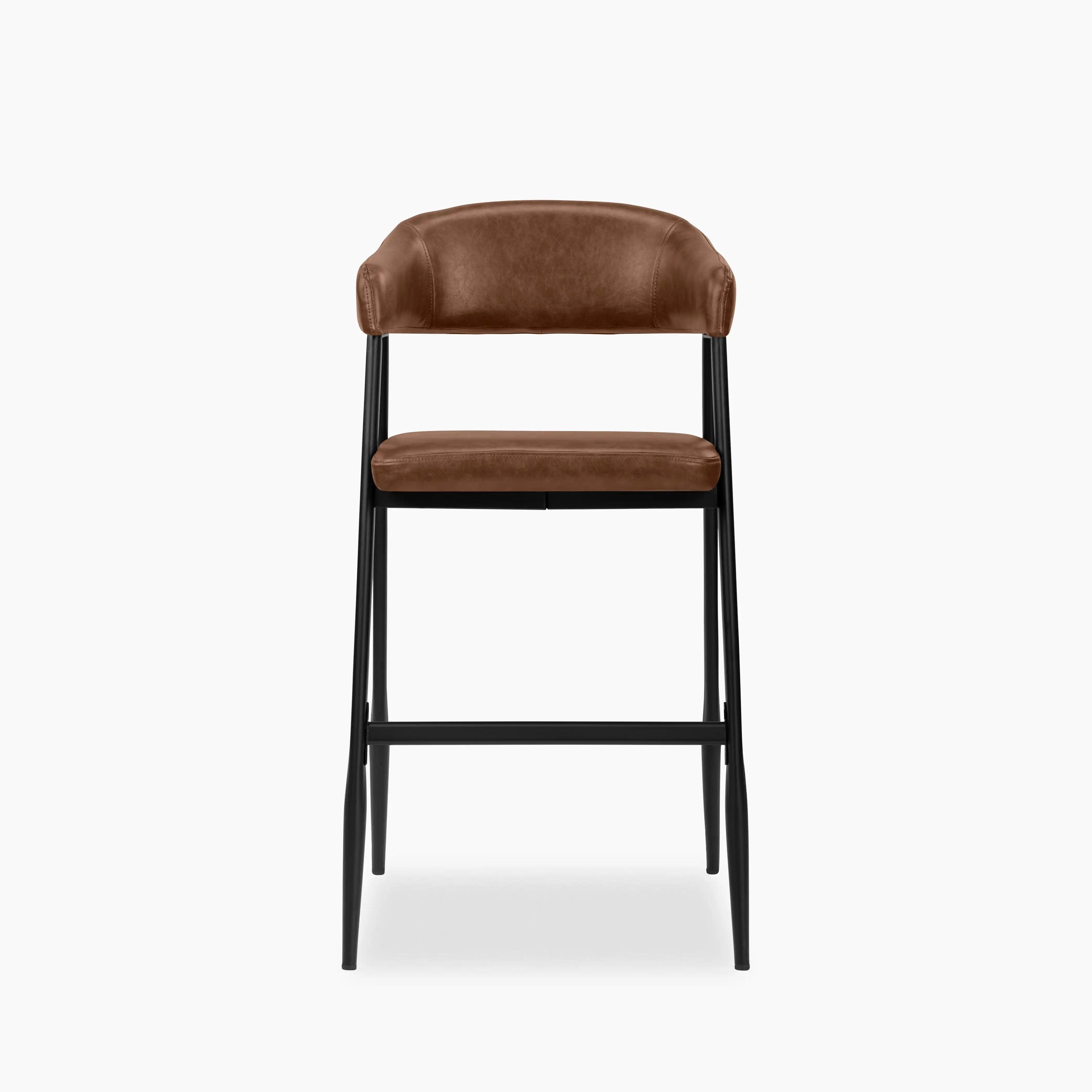 Presley Kitchen Stool | Vintage Tan Faux Leather & Black - Image 4