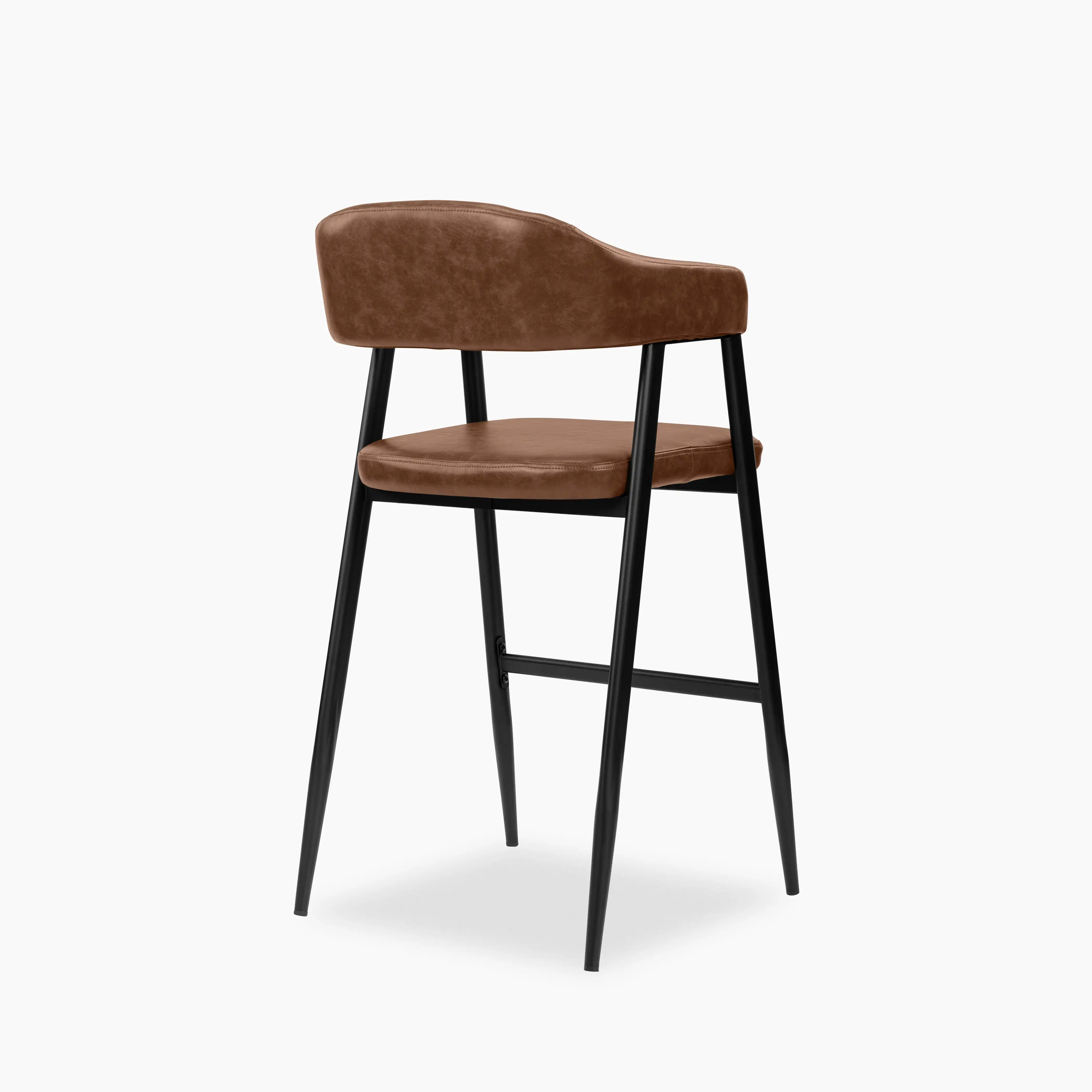 Presley Kitchen Stool | Vintage Tan Faux Leather & Black - Image 7