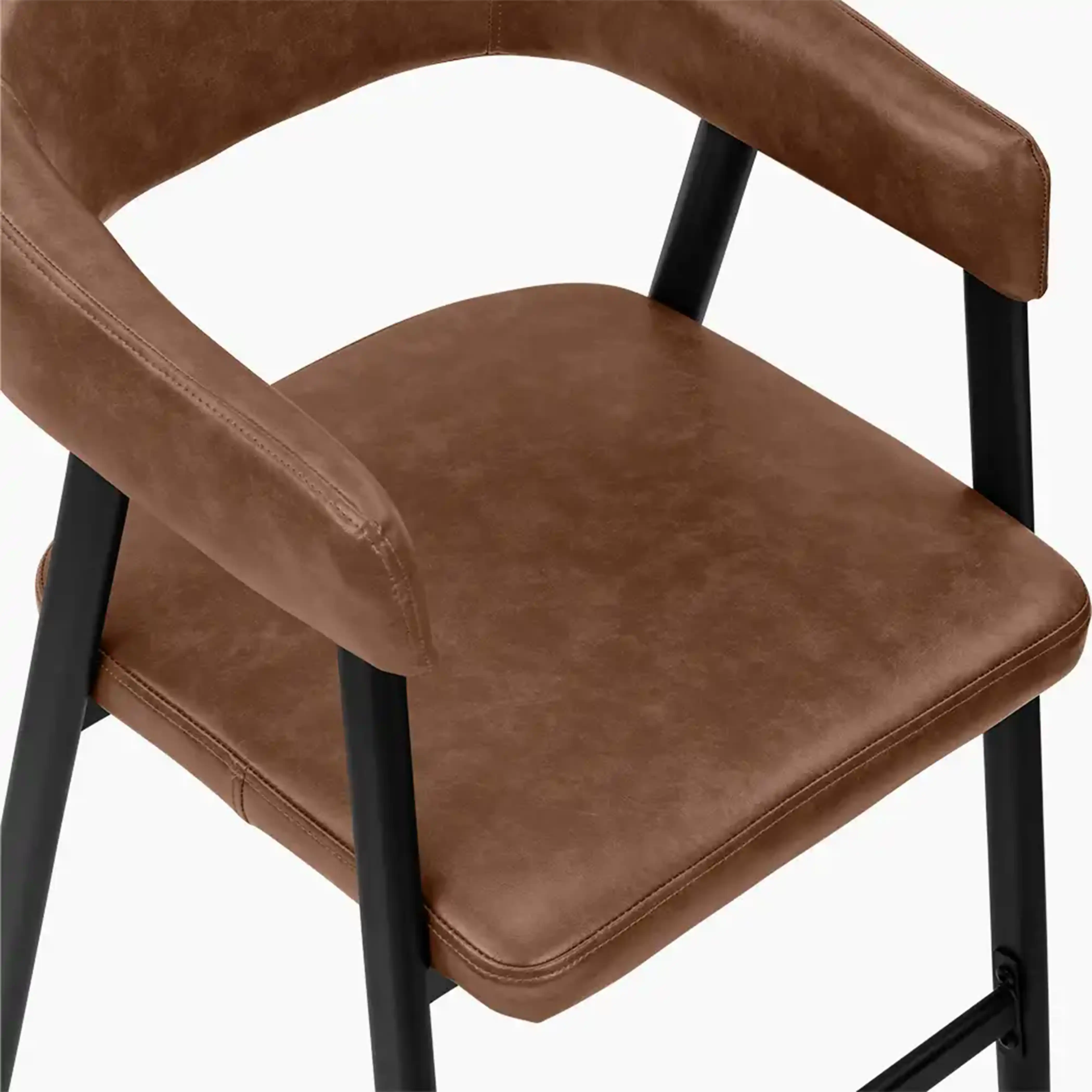 Presley Kitchen Stool | Vintage Tan Faux Leather & Black - Image 8