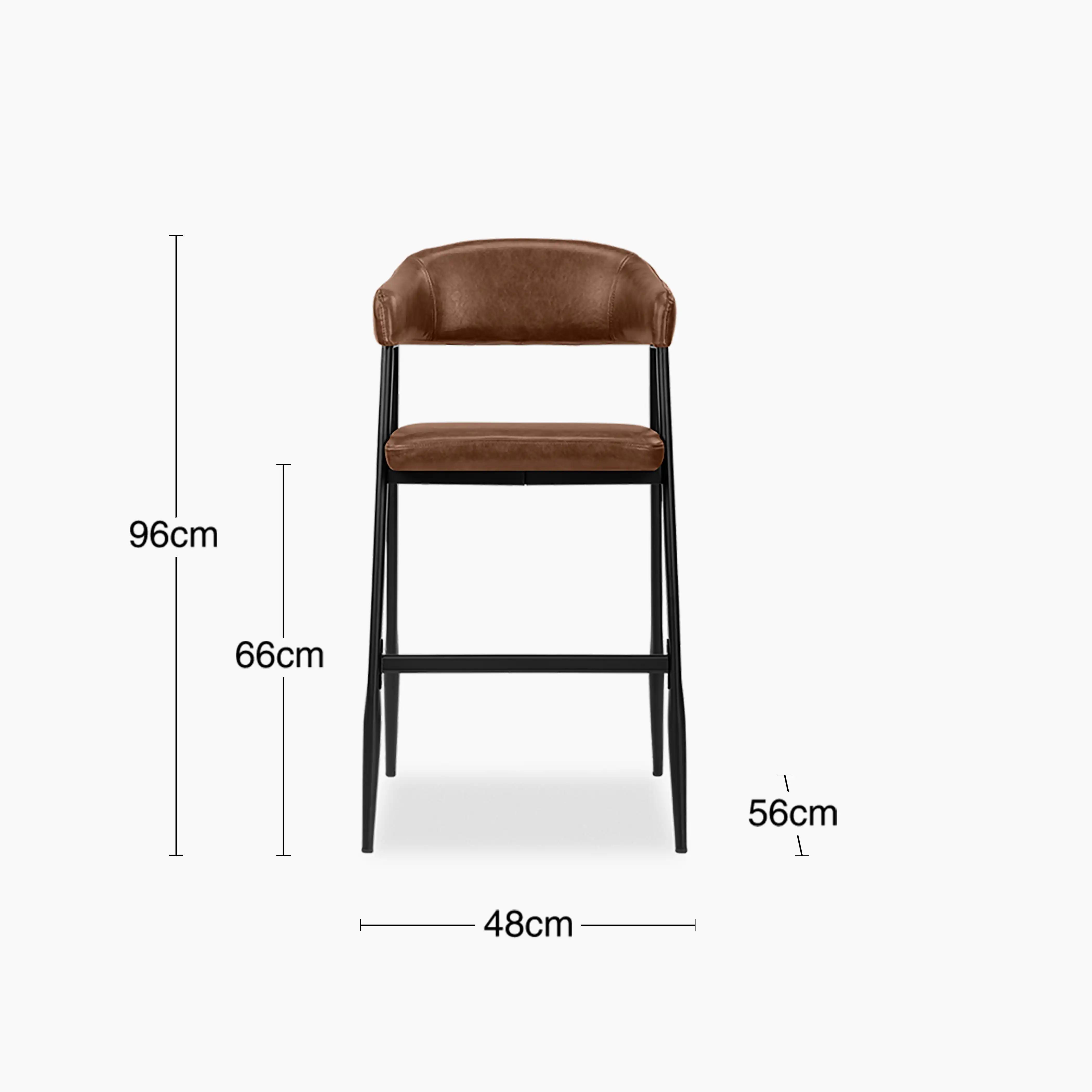 Presley Kitchen Stool | Vintage Tan Faux Leather & Black - Image 9