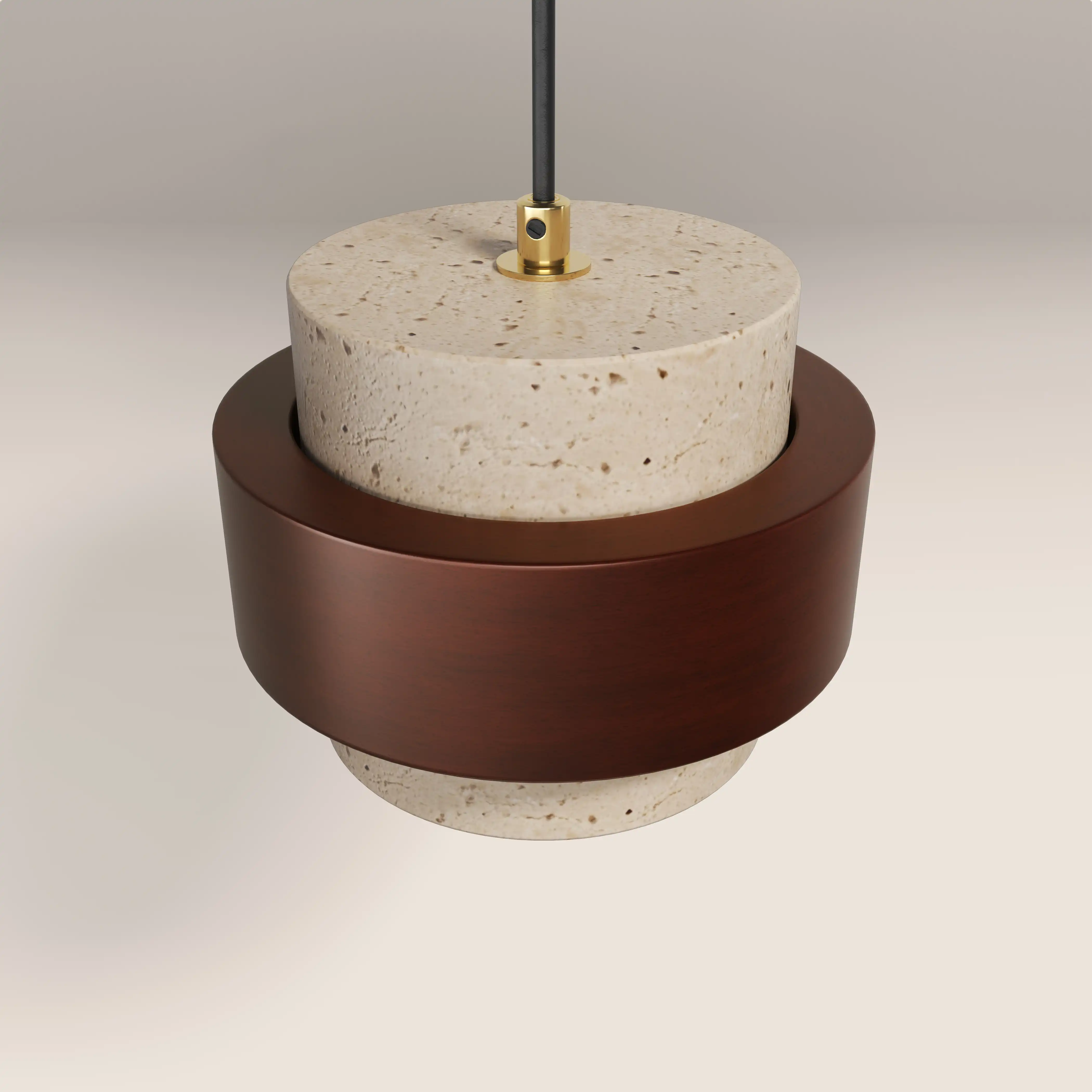 Quinn Ceiling Light | Natural Travertine & Walnut - Image 3