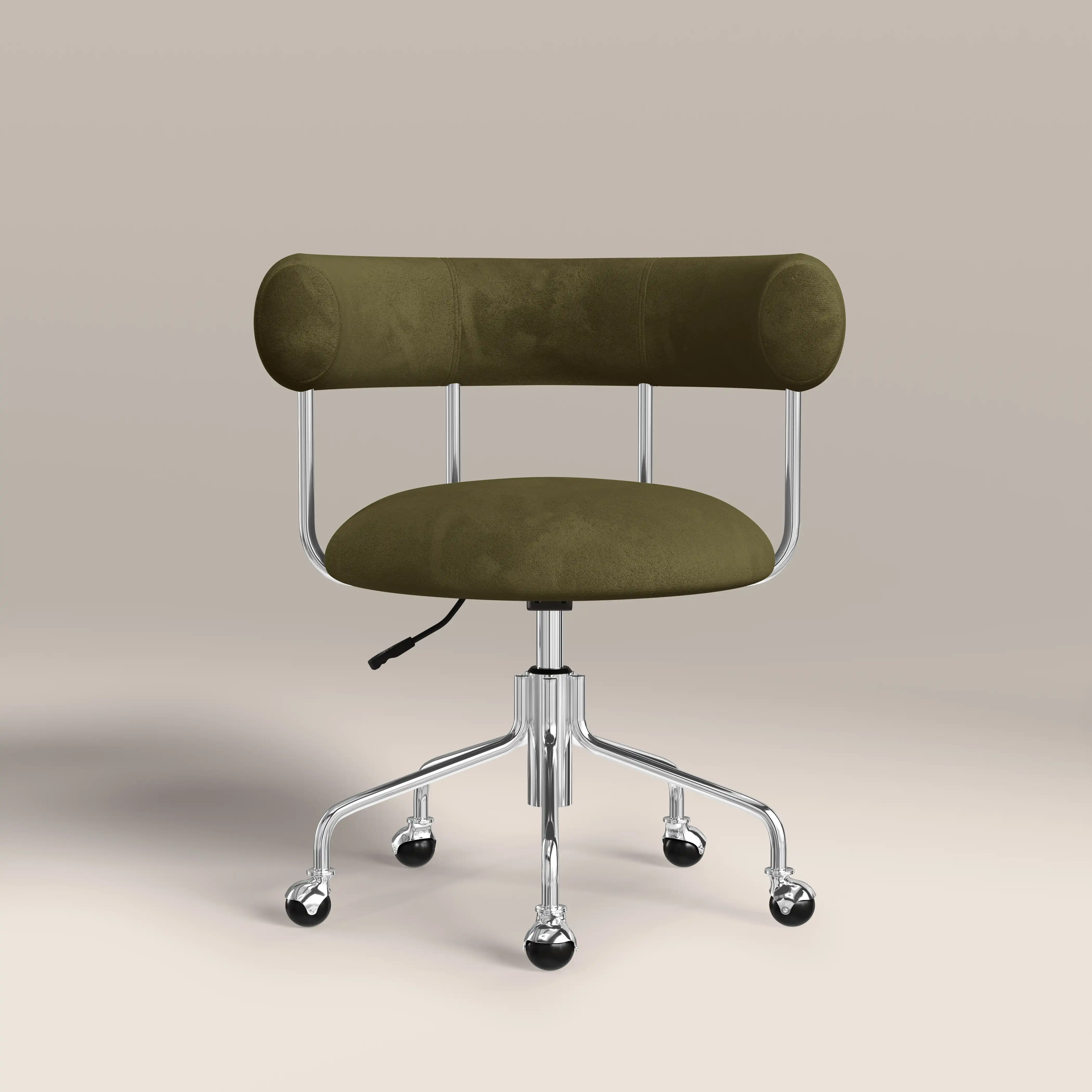 Rae Office Chair | Moss Green Sustainable Mohair Velvet & Chrome - Image 2