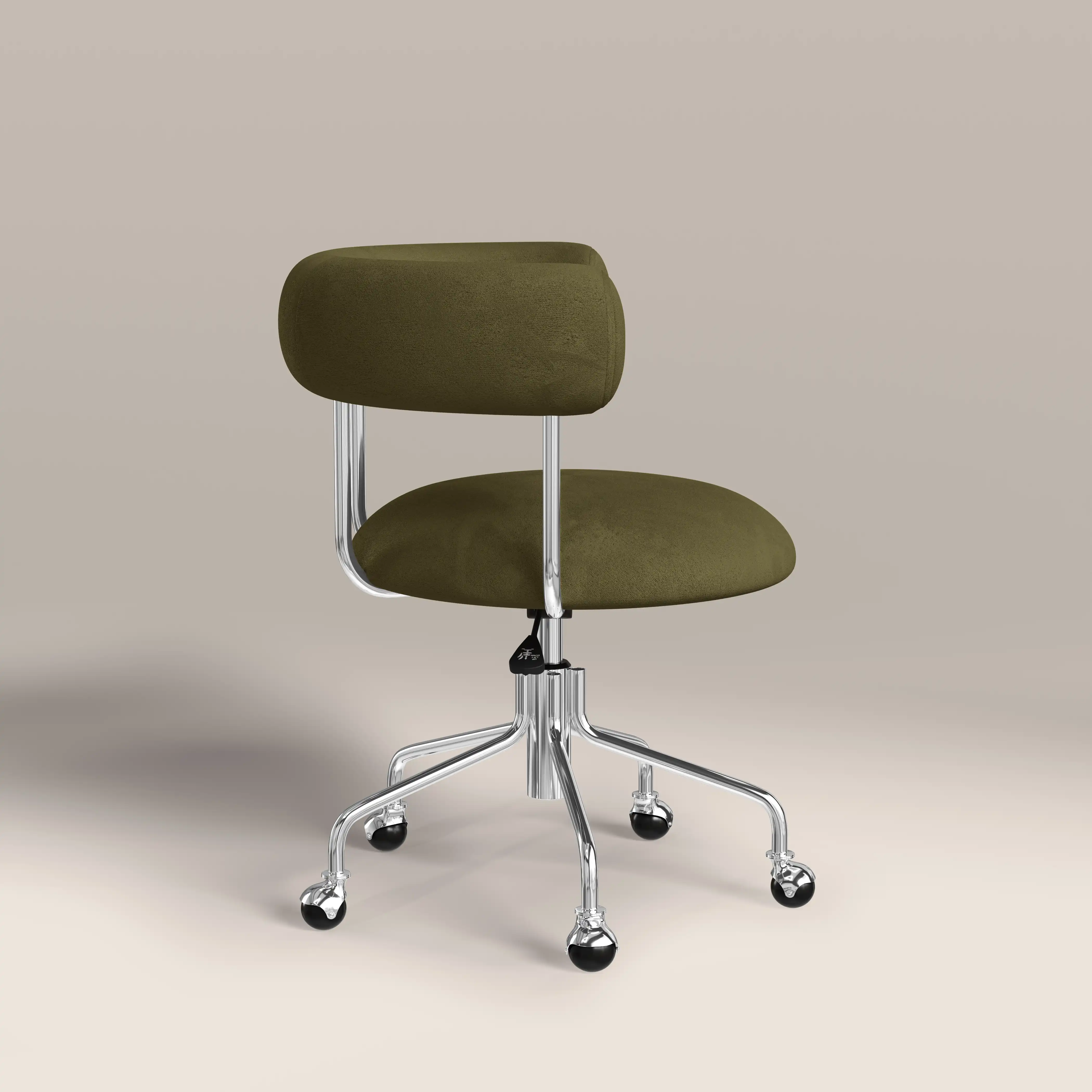 Rae Office Chair | Moss Green Sustainable Mohair Velvet & Chrome - Image 5