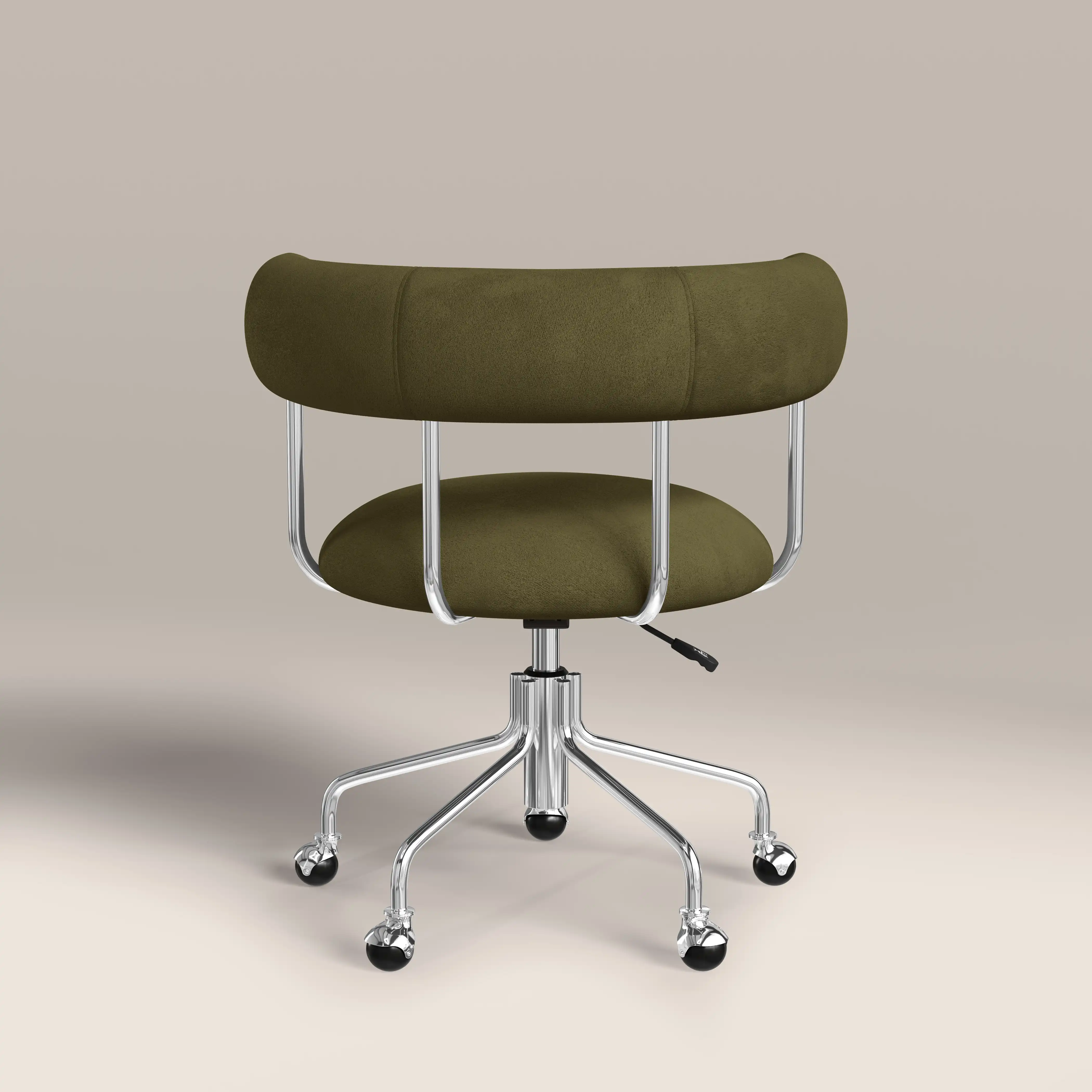 Rae Office Chair | Moss Green Sustainable Mohair Velvet & Chrome - Image 7