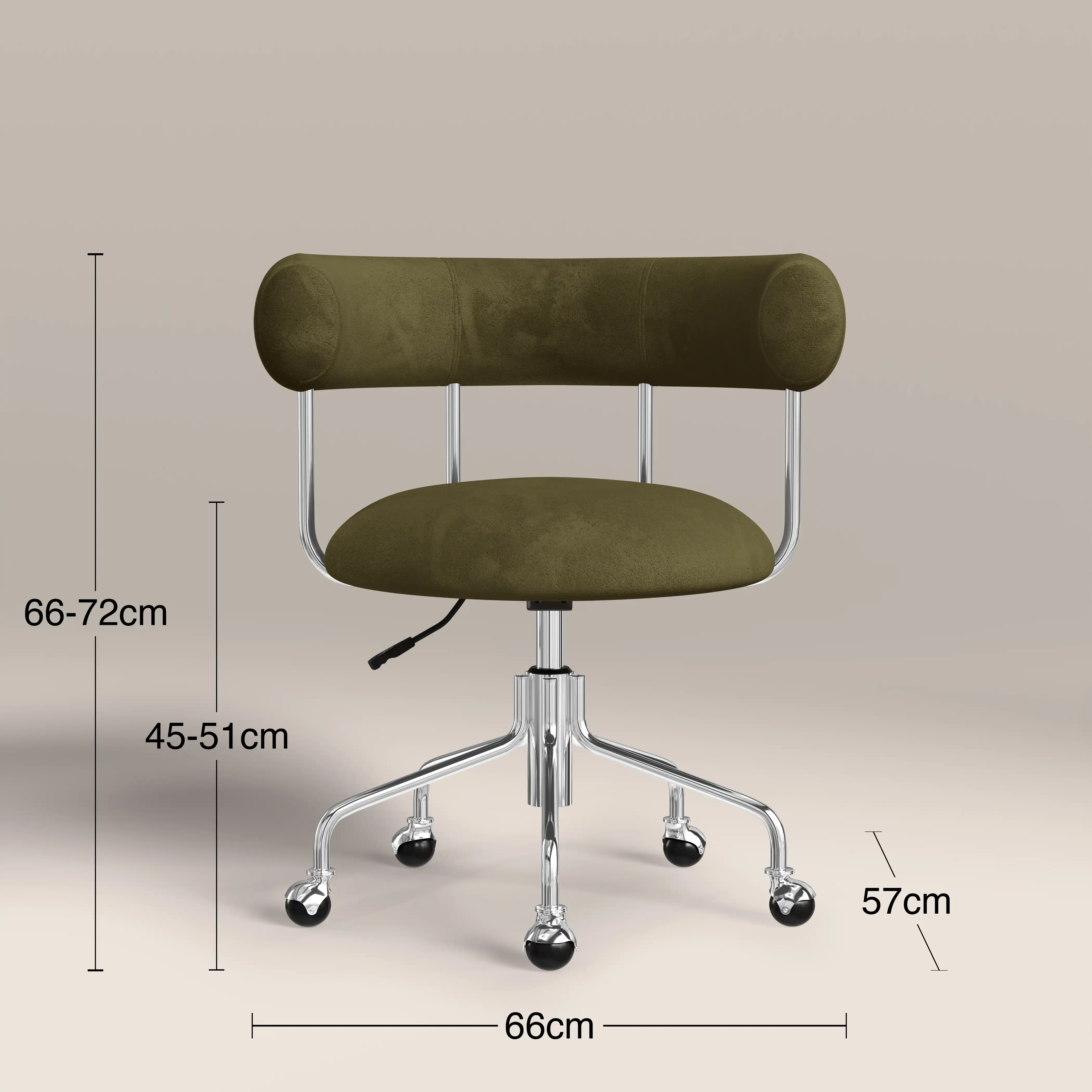 Rae Office Chair | Moss Green Sustainable Mohair Velvet & Chrome - Image 8