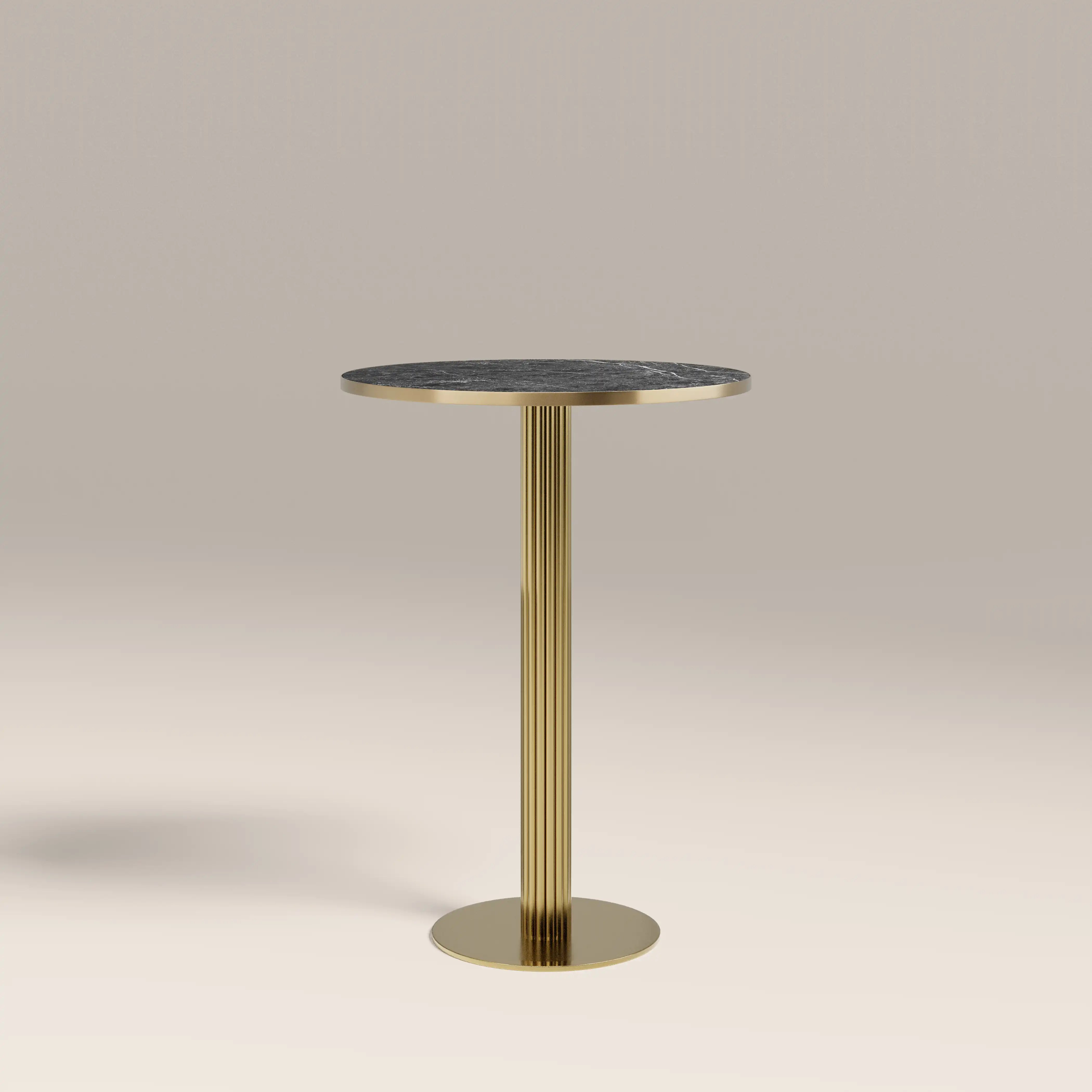 Rafferty 2 Seat Round Bar Table | Black Marble Effect & Brass - Image 2