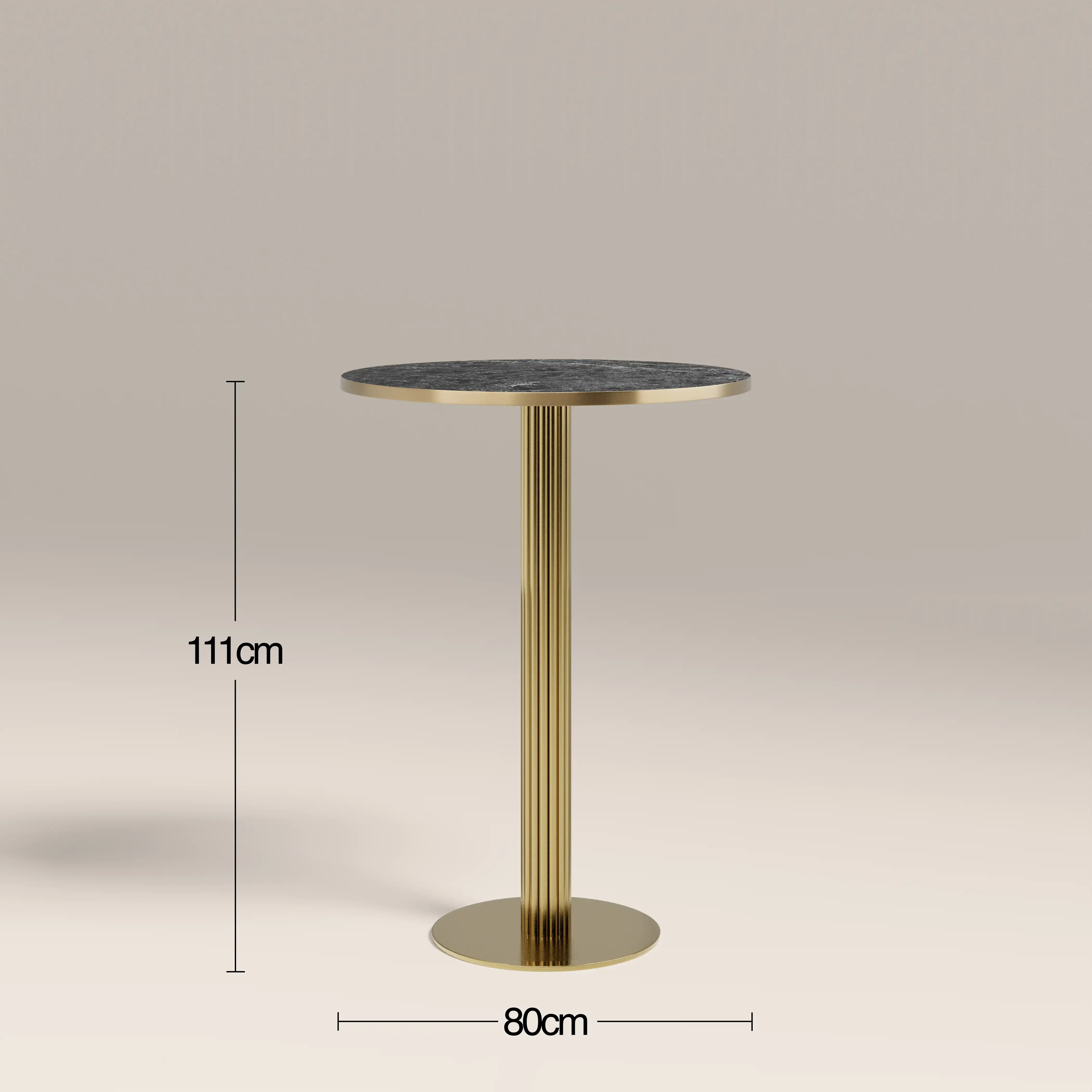 Rafferty 2 Seat Round Bar Table | Black Marble Effect & Brass - Image 4