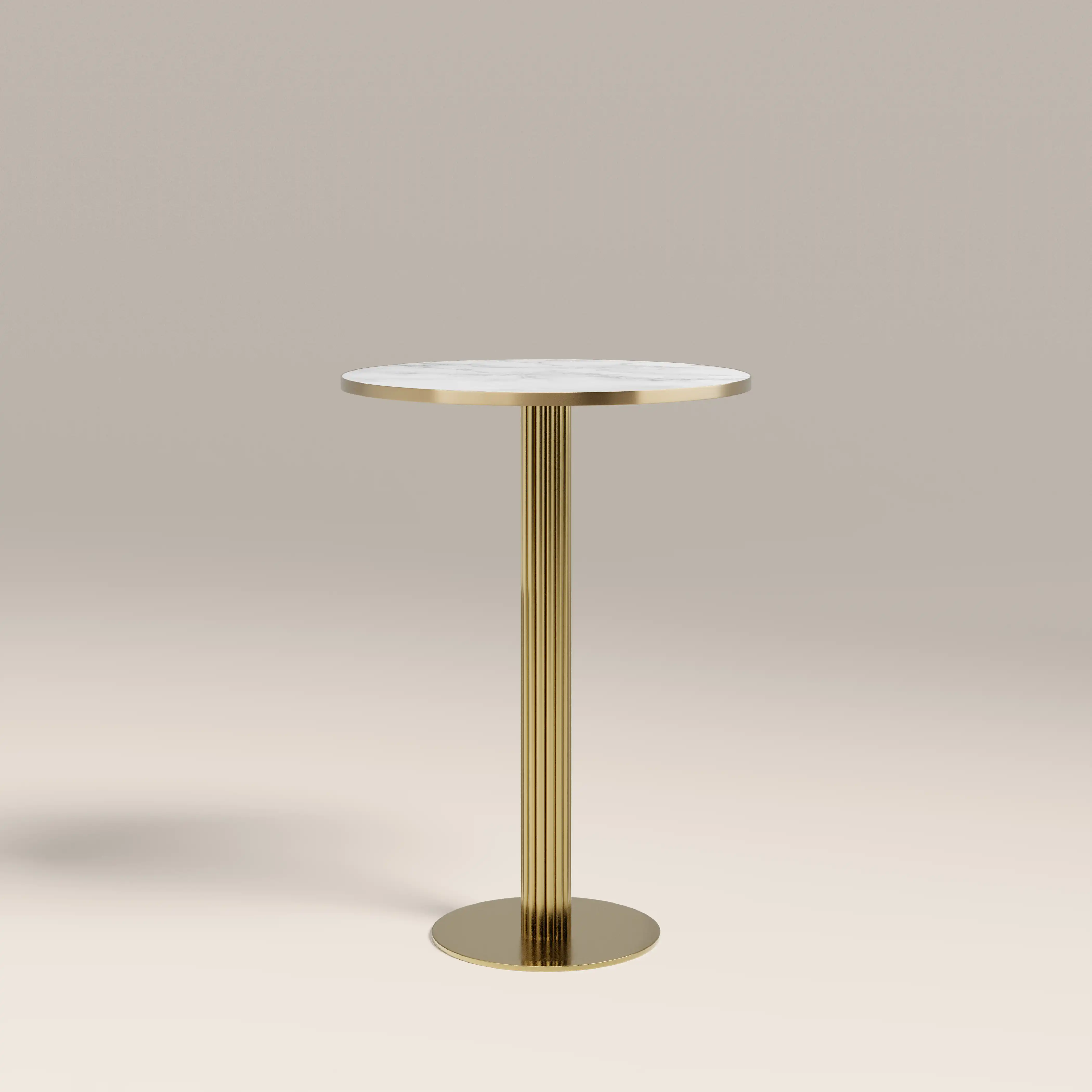 Rafferty 2 Seat Round Bar Table | White Marble Effect & Brass - Image 2