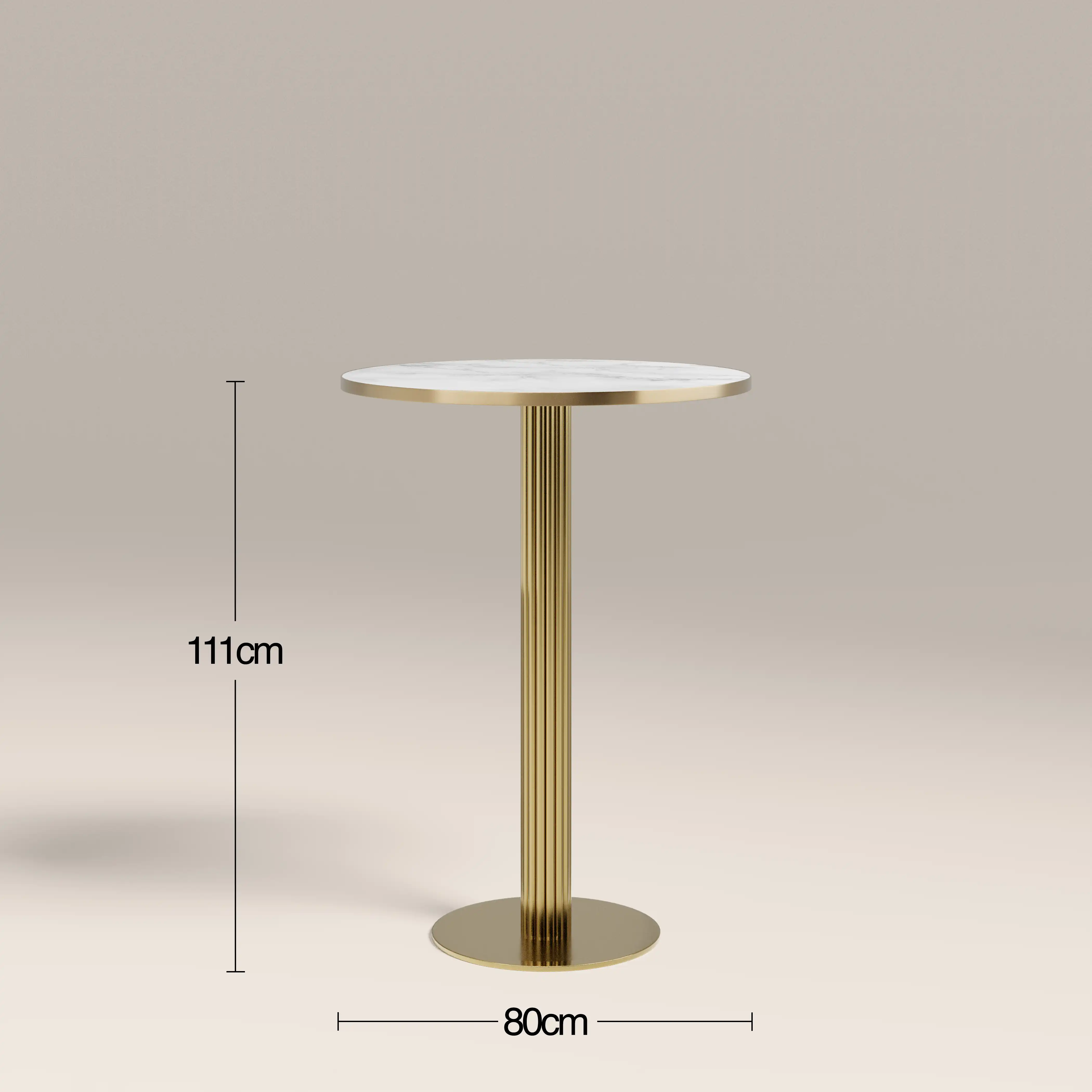 Rafferty 2 Seat Round Bar Table | White Marble Effect & Brass - Image 4