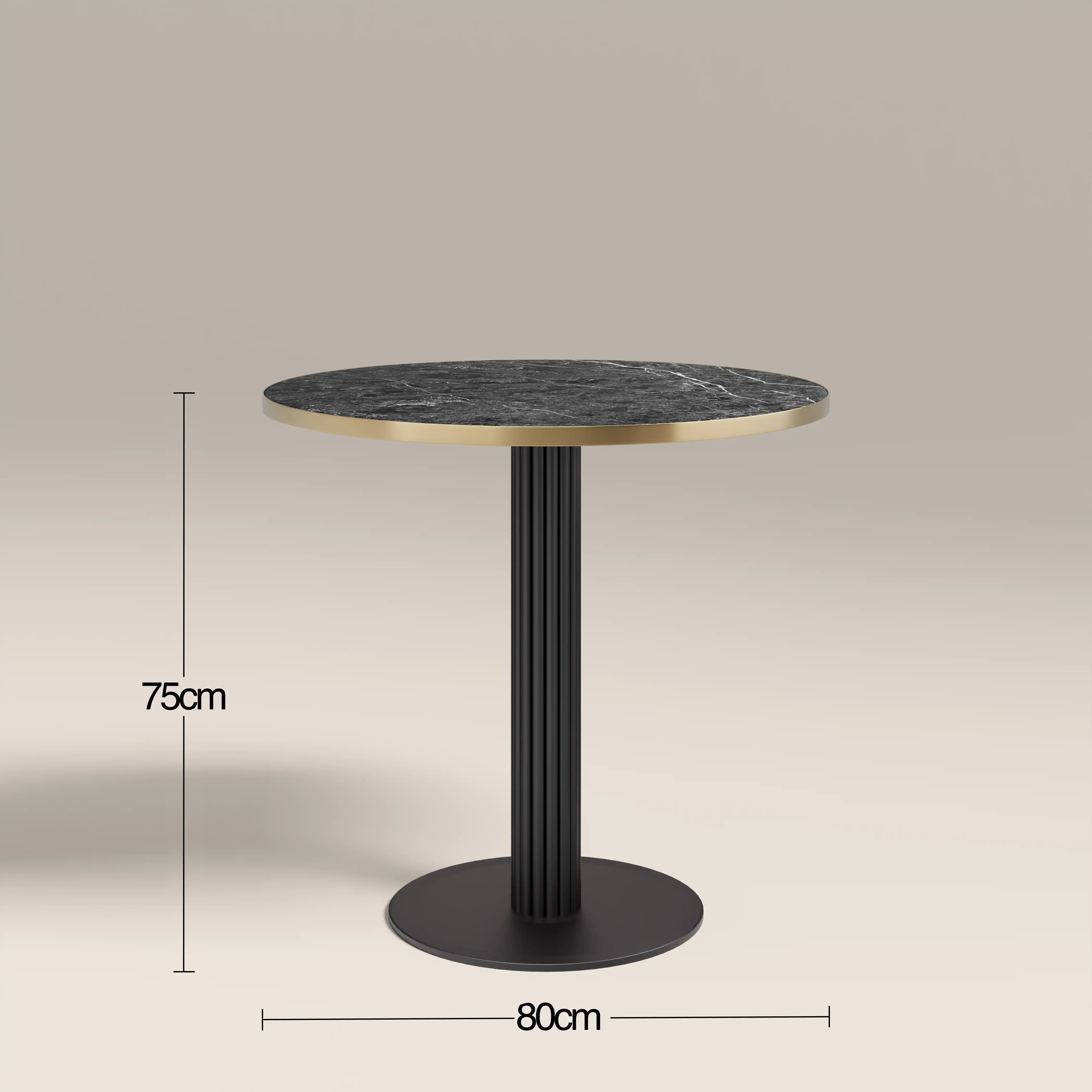Rafferty 2 Seat Round Cafe Table | Black Marble Effect & Black - Image 3