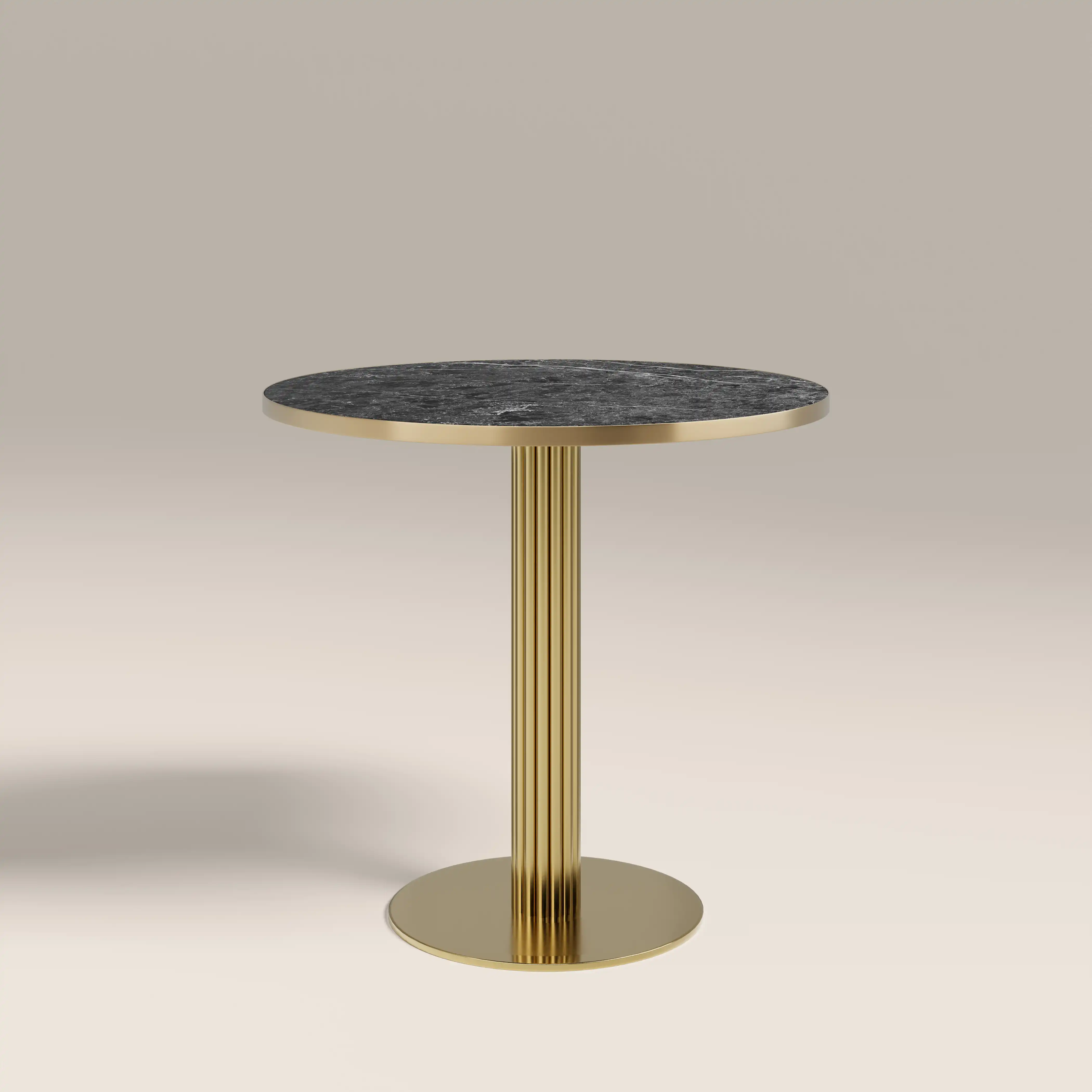 Rafferty 2 Seat Round Cafe Table | Black Marble Effect & Brass - Image 2