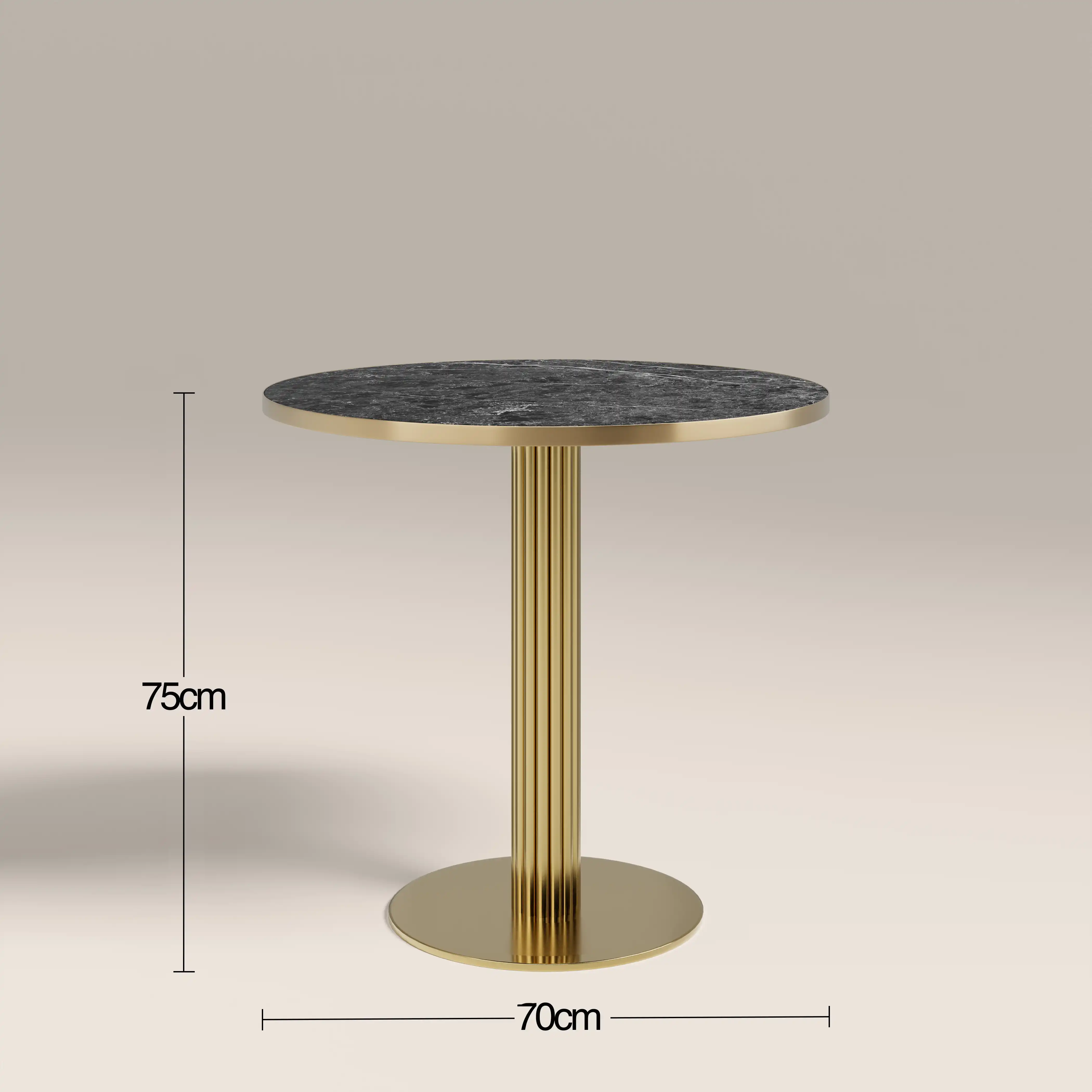 Rafferty 2 Seat Round Cafe Table | Black Marble Effect & Brass - Image 4