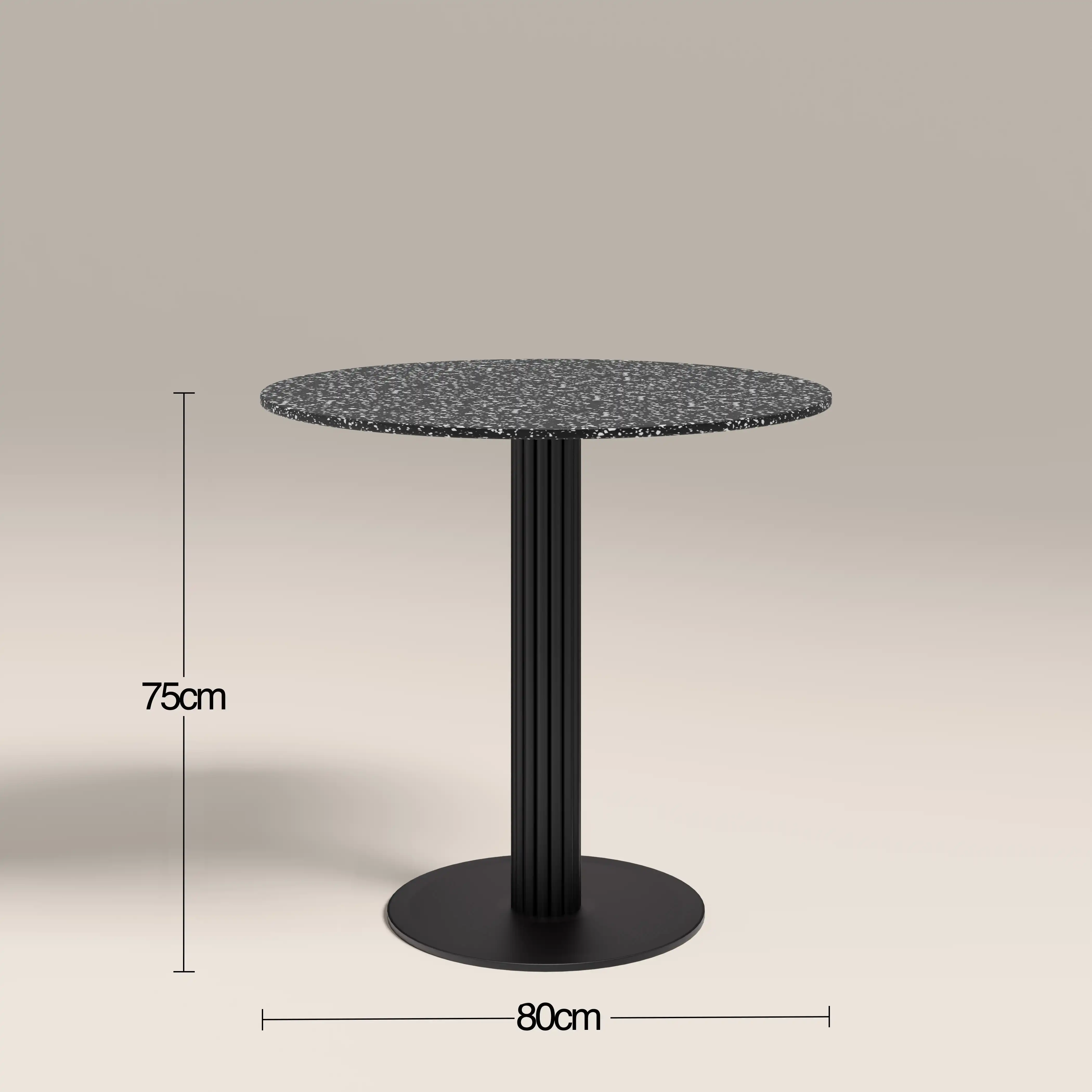 Rafferty 2 Seat Round Cafe Table | Black Terrazzo & Black - Image 3