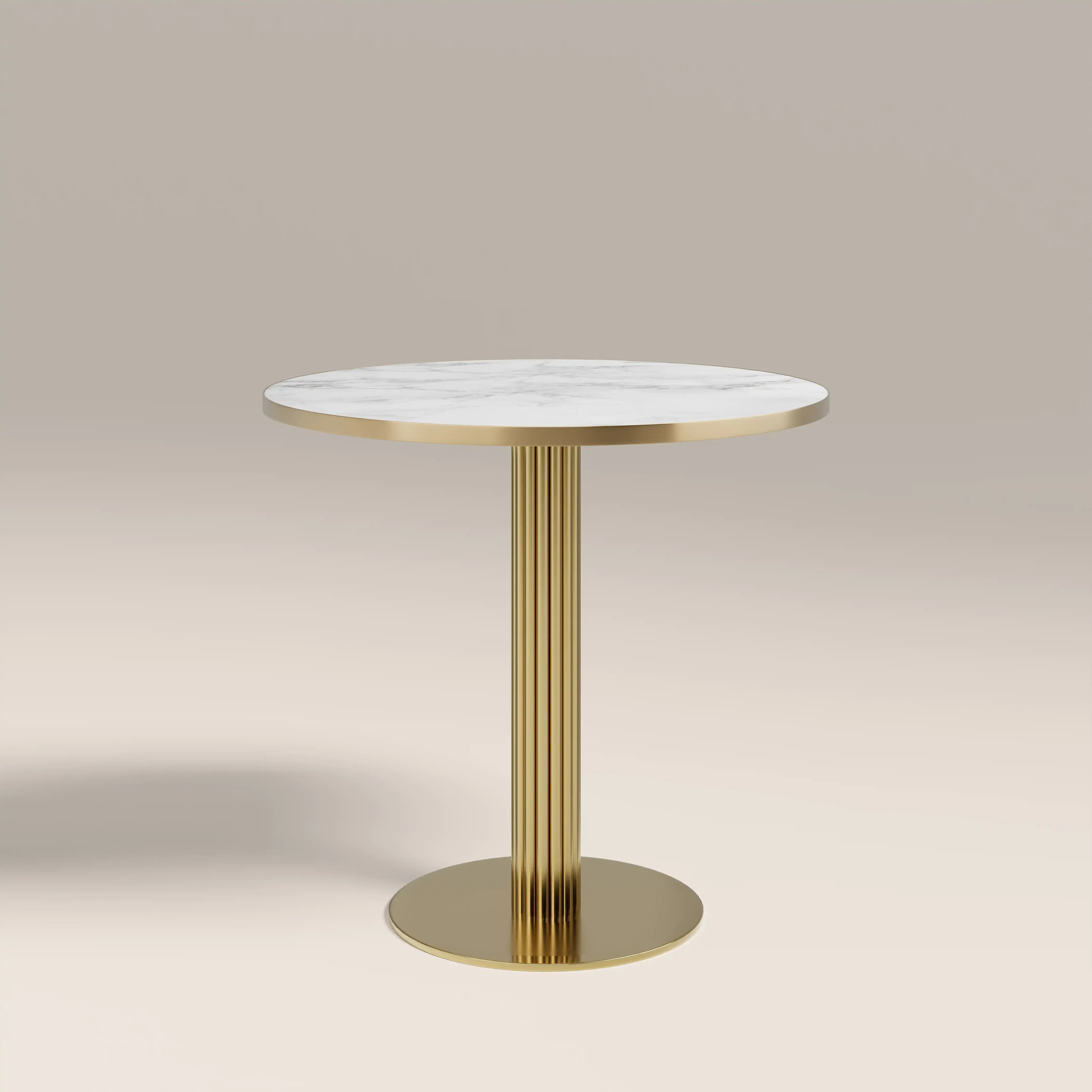 Rafferty 2 Seat Round Cafe Table | White Marble Effect & Brass - Image 2