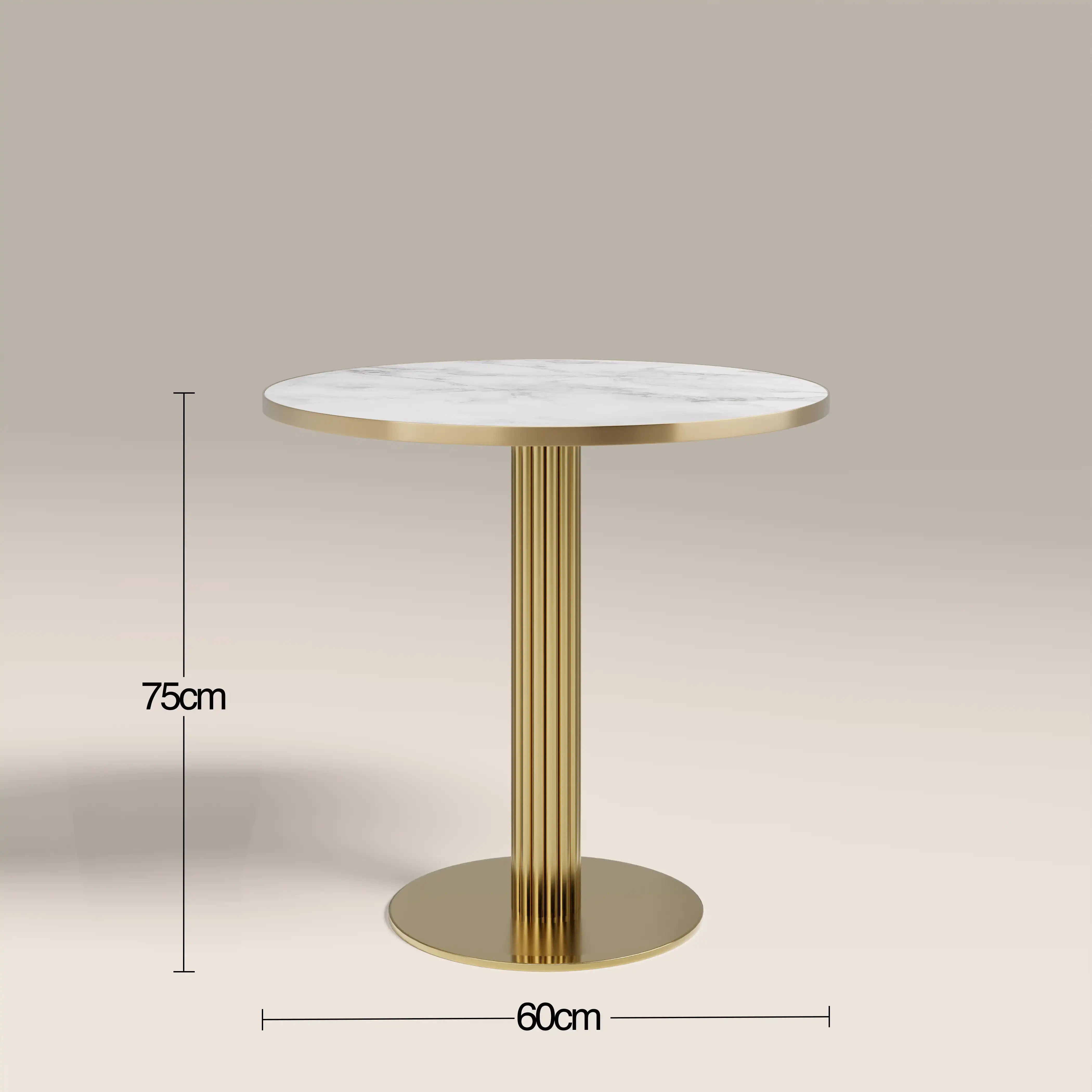 Rafferty 2 Seat Round Cafe Table | White Marble Effect & Brass - Image 4