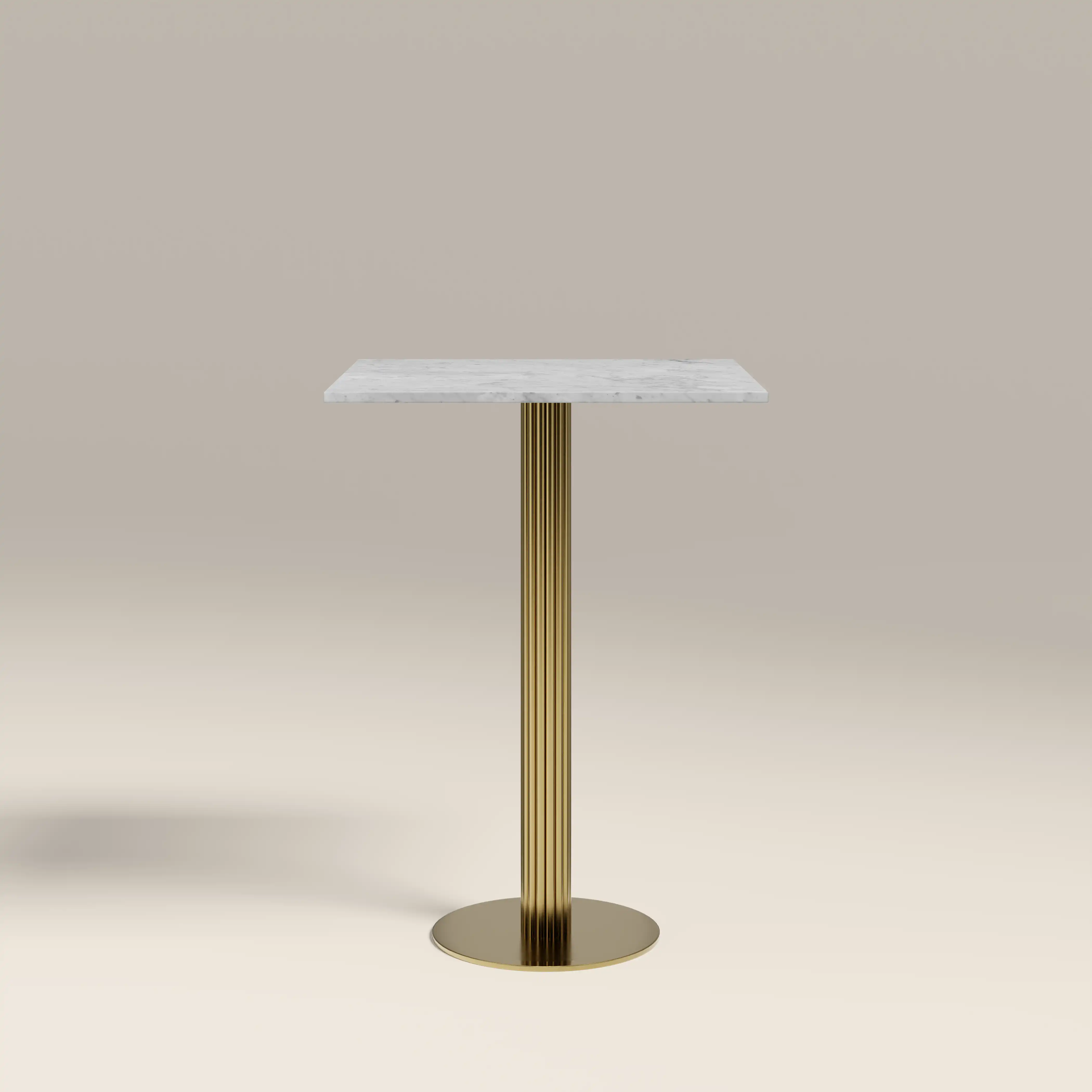 Rafferty 2 Seat Square Bar Table  | White Marble & Brass - Image 2