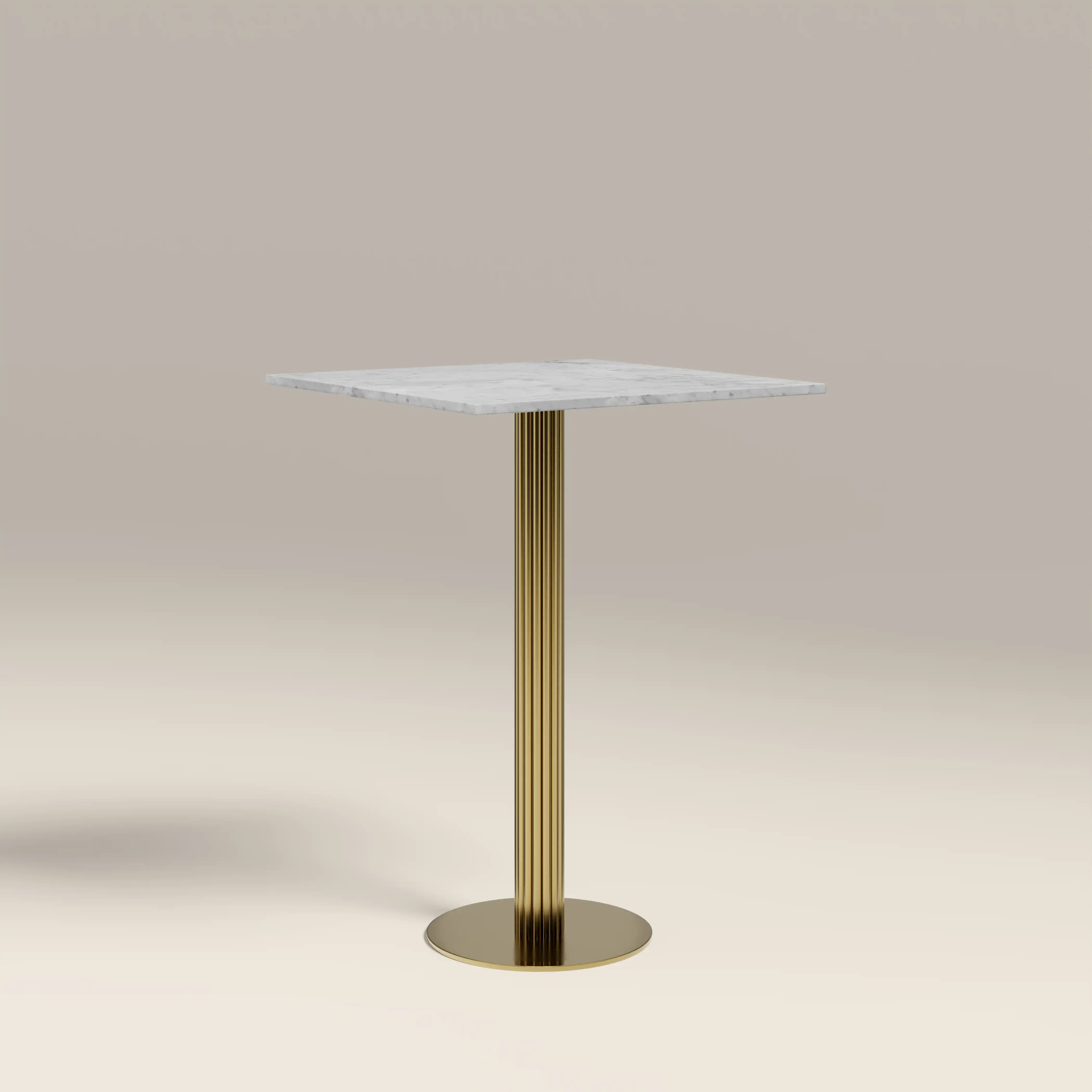 Rafferty 2 Seat Square Bar Table  | White Marble & Brass - Image 3