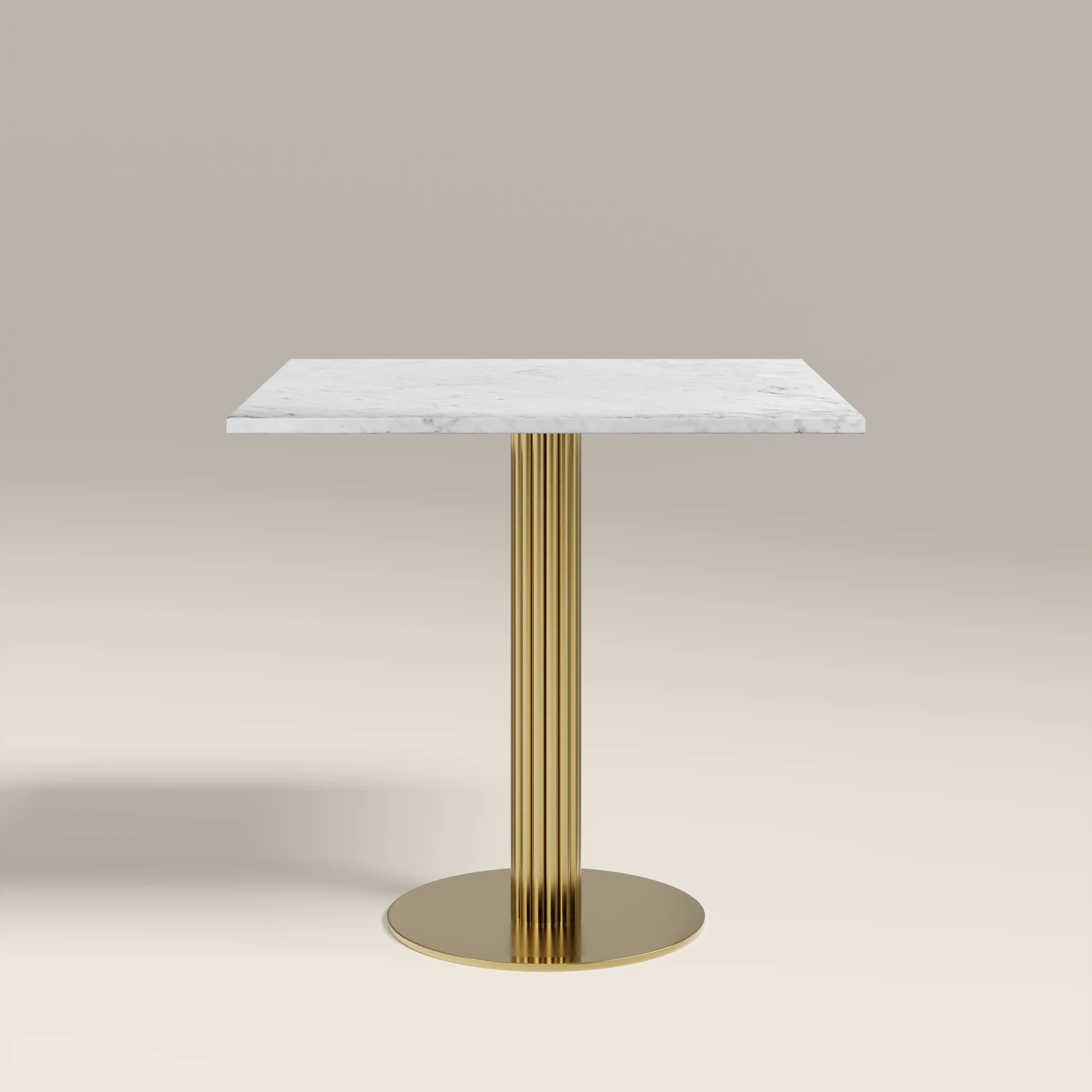 Rafferty 2 Seat Square Bar Table  | White Marble & Brass - Image 5