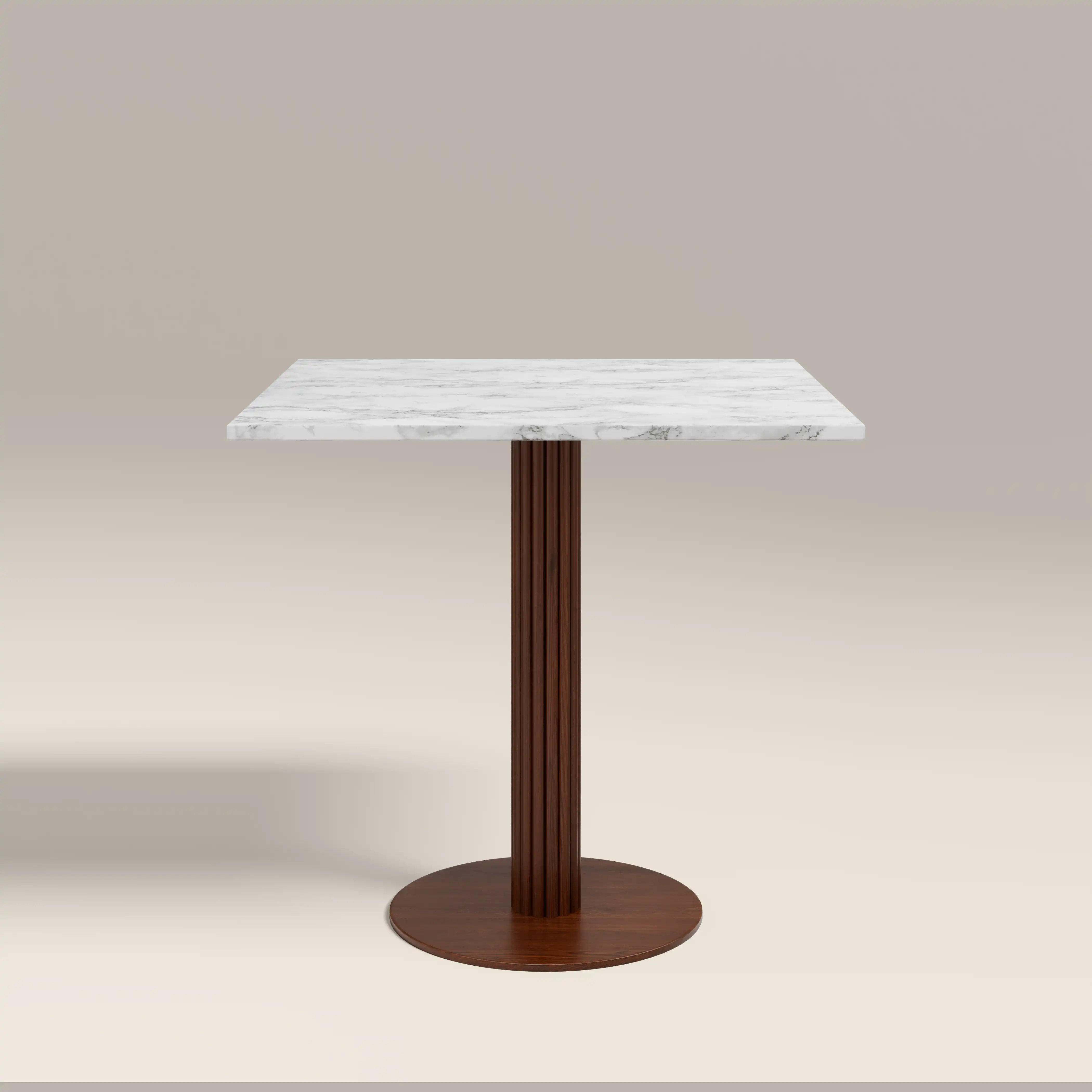 Rafferty 2 Seat Square Bar Table  | White Marble & Walnut - Image 5