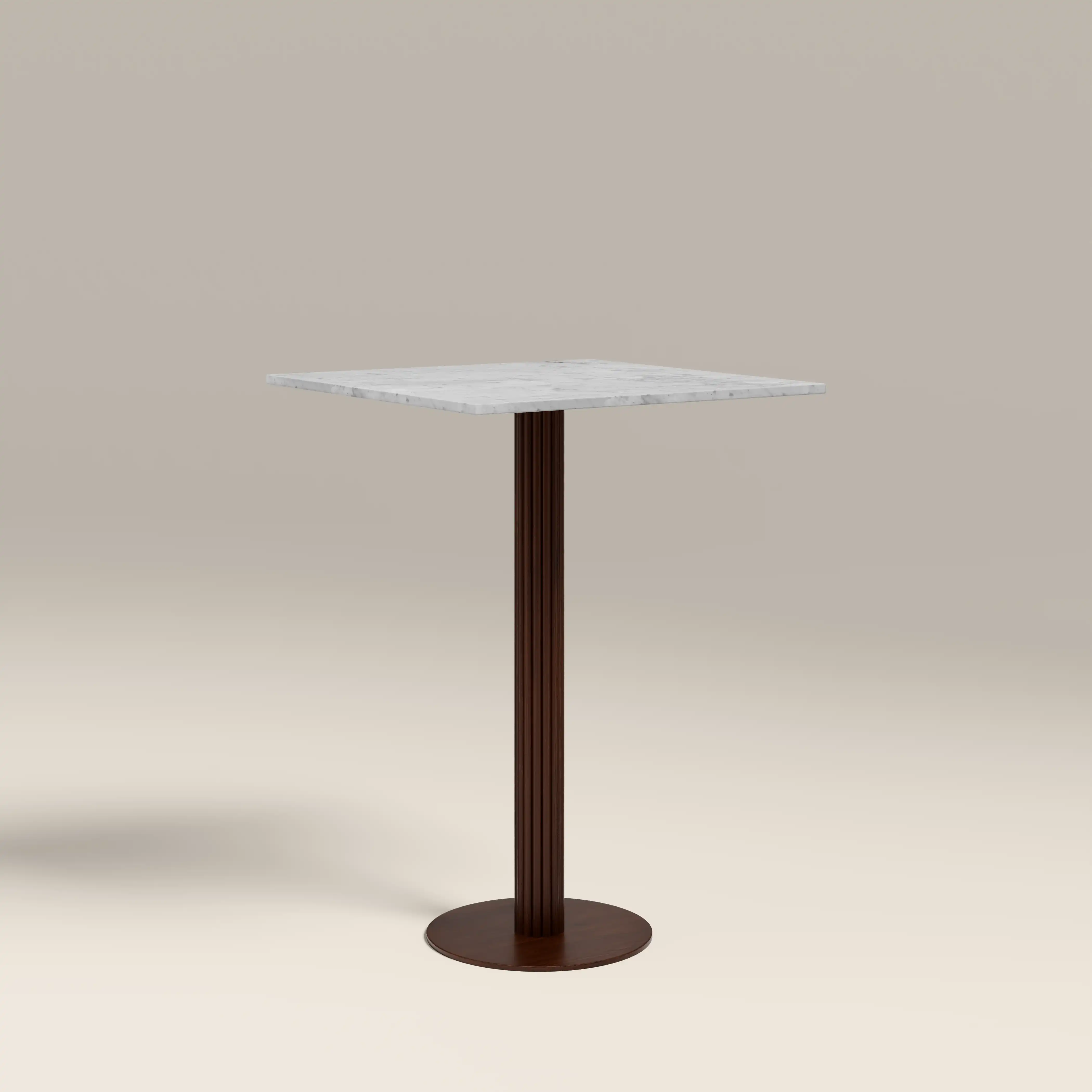 Rafferty 2 Seat Square Bar Table  | White Marble & Walnut - Image 6