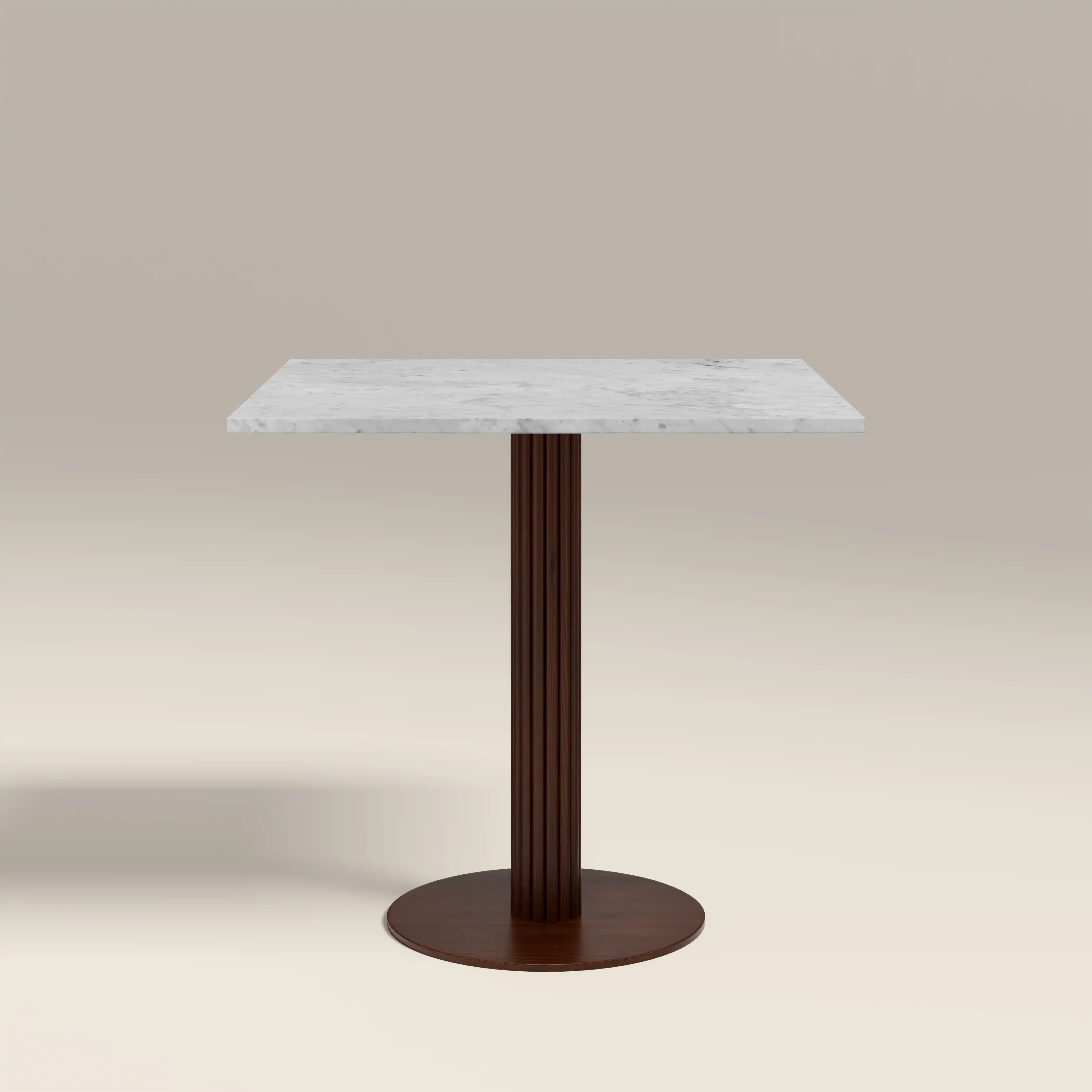 Rafferty 2 Seat Square Cafe Table  | White Marble & Walnut - Image 4