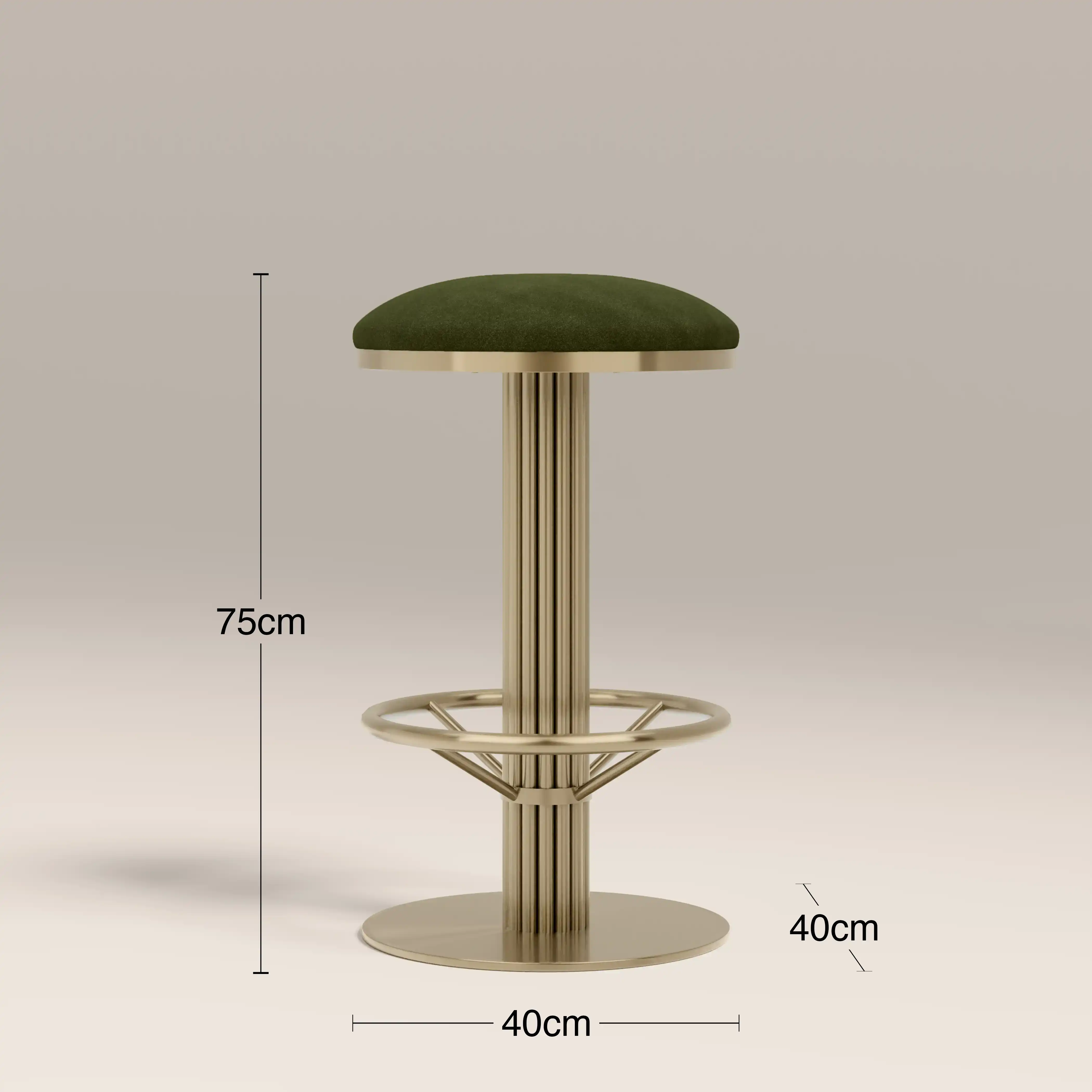 Rafferty Swivel Bar Stool | Olive Green Sustainable Velvet & Brass - Image 4