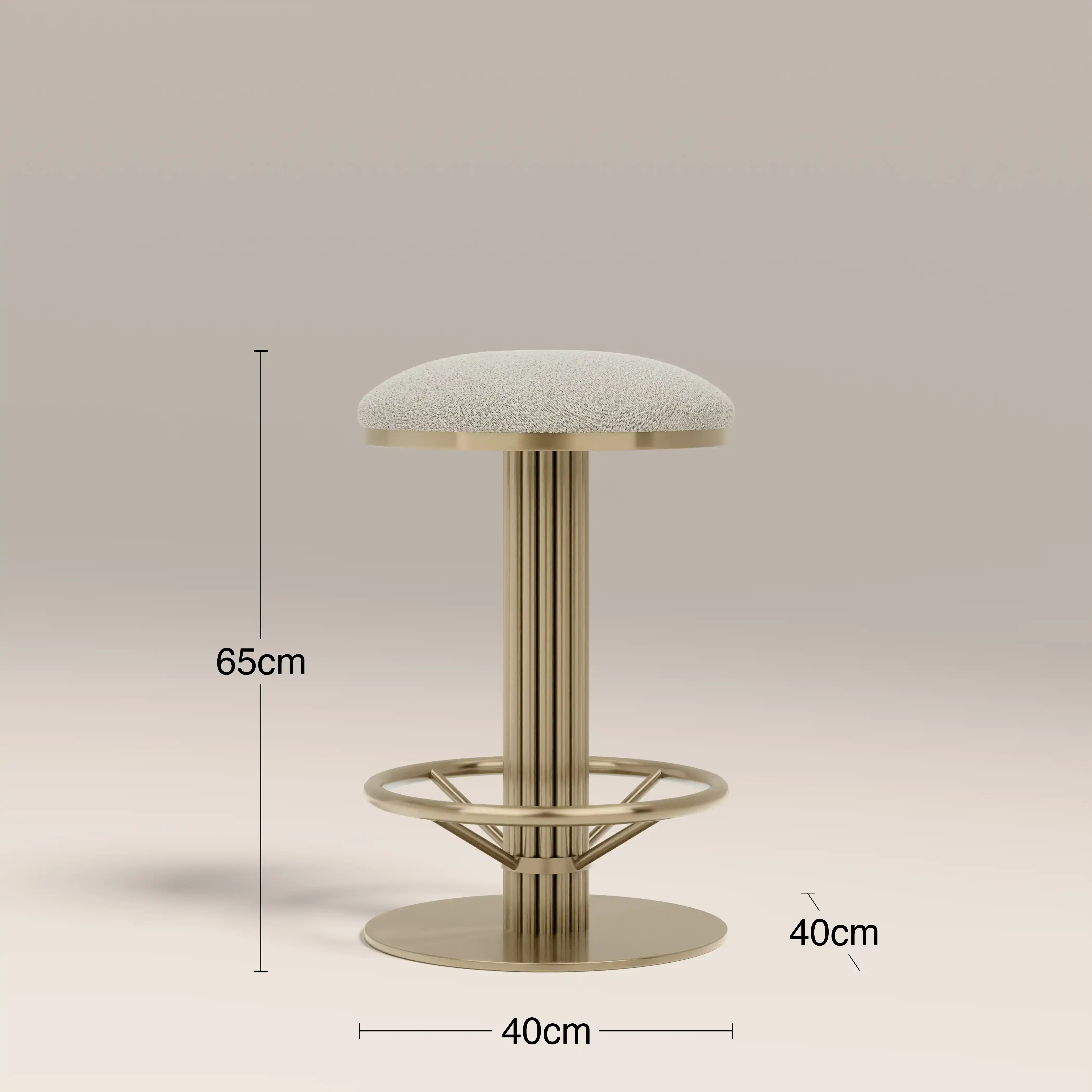 Rafferty Swivel Kitchen Stool | Speckled Stone Sustainable Boucle & Brass - Image 4