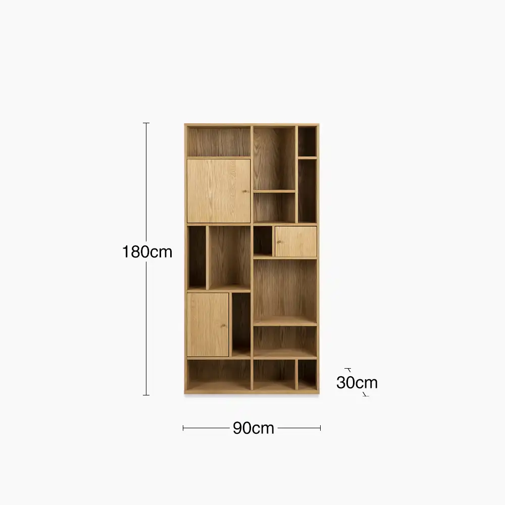 Rangoon Large Wooden Bookcase | Oak - Image 6
