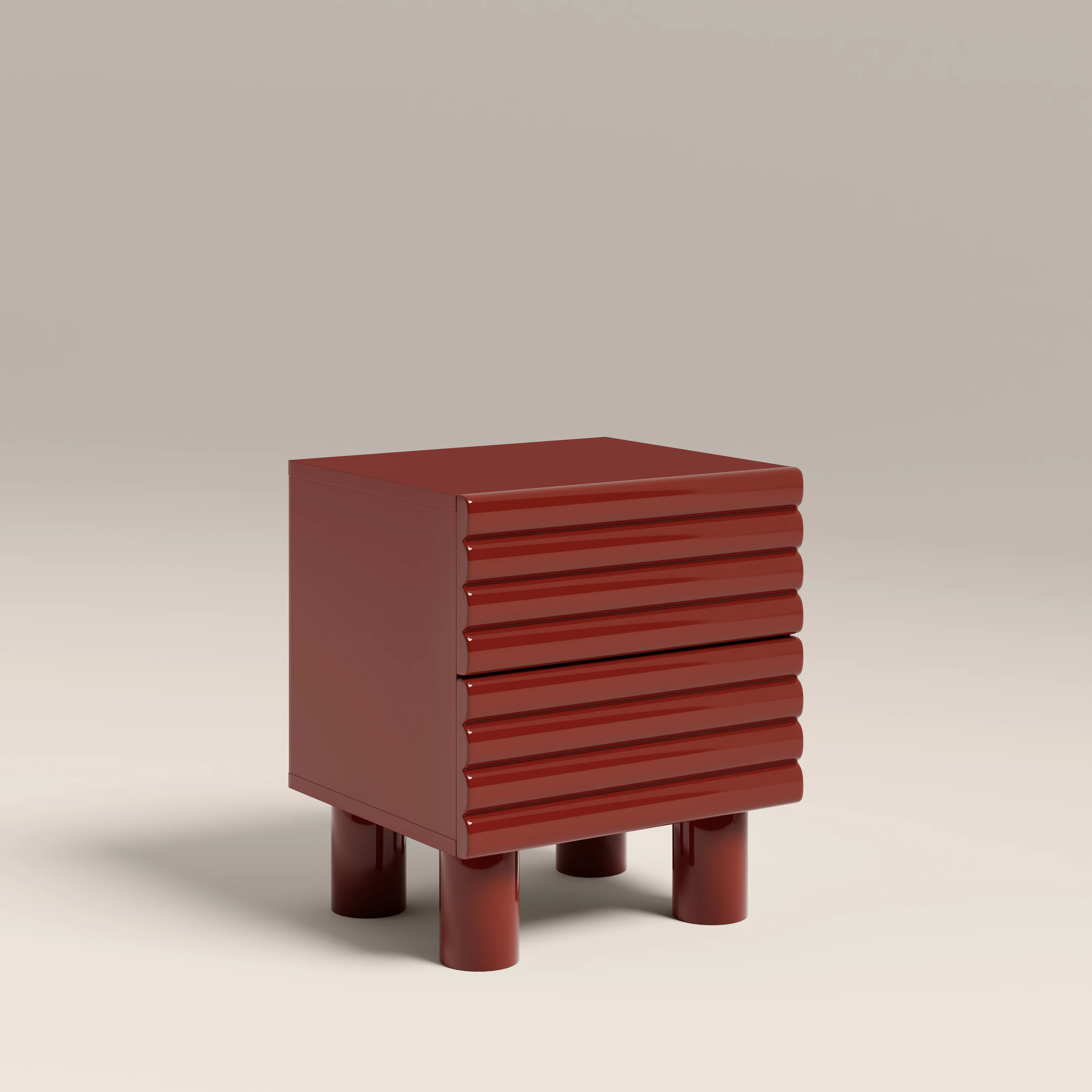 Raphael 2 Drawer Bedside Table | High Gloss Burgundy - Image 2