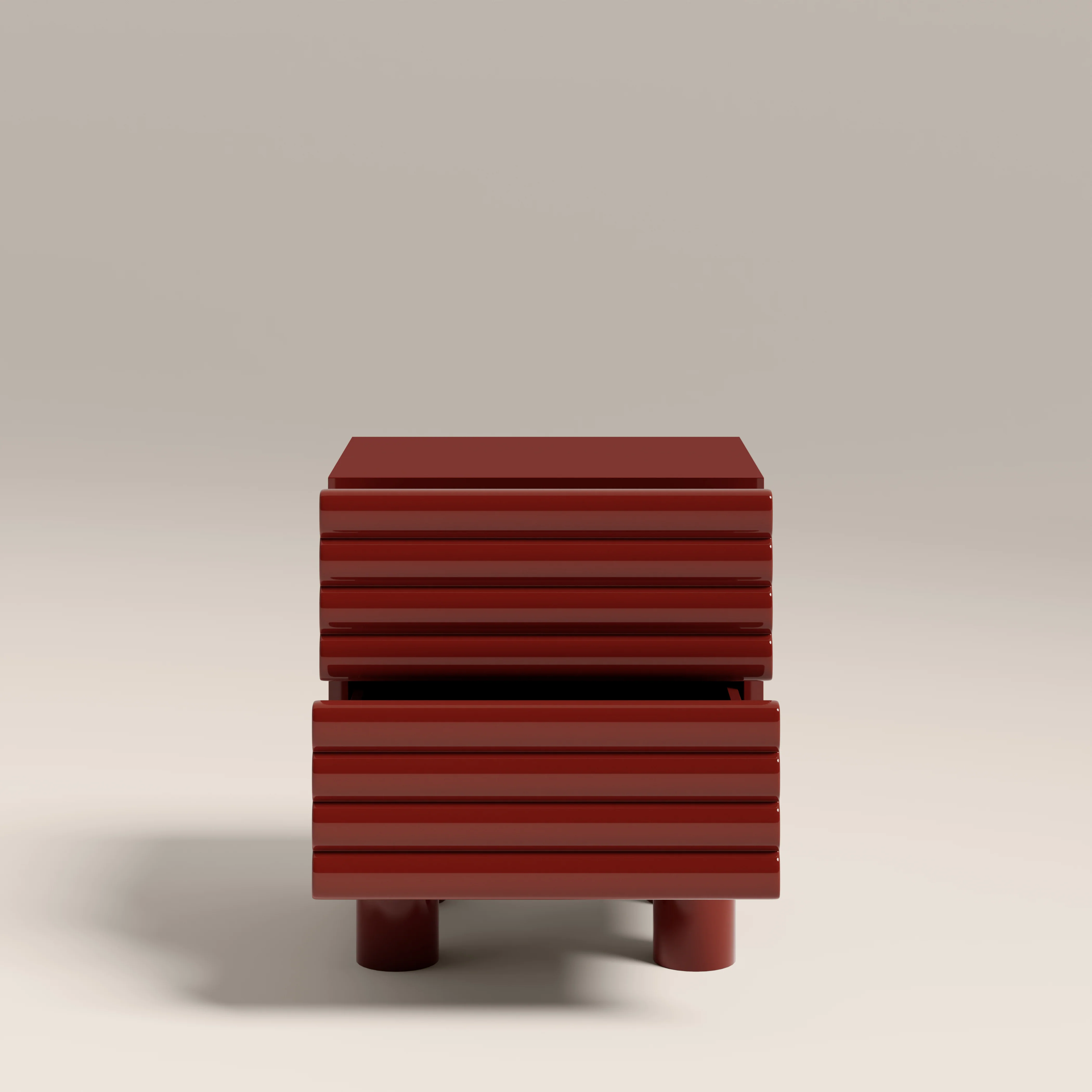 Raphael 2 Drawer Bedside Table | High Gloss Burgundy - Image 4