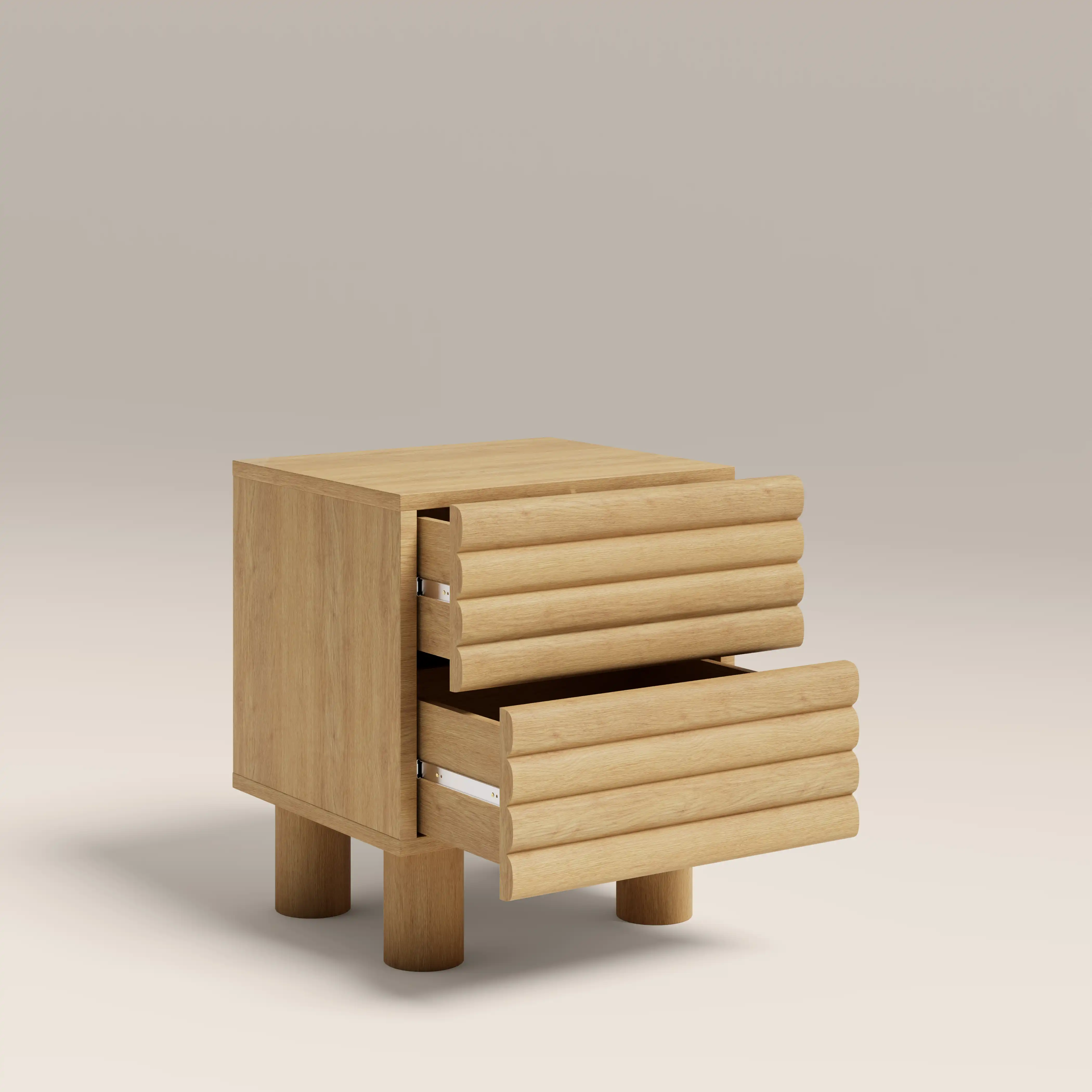 Raphael 2 Drawer Wooden Bedside Table | Oak - Image 3