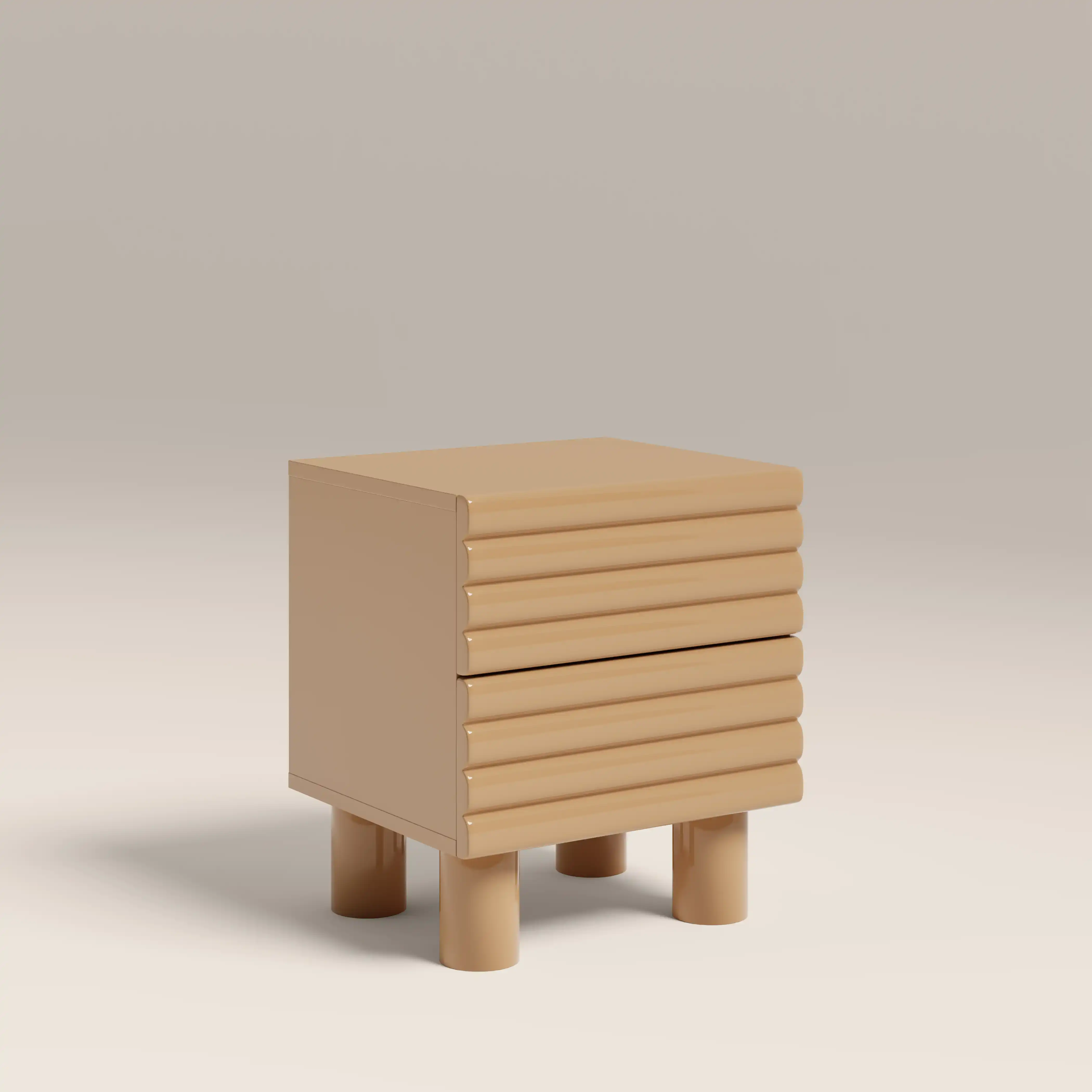 Raphael 2 Drawer Bedside Table | High Gloss Taupe - Image 2