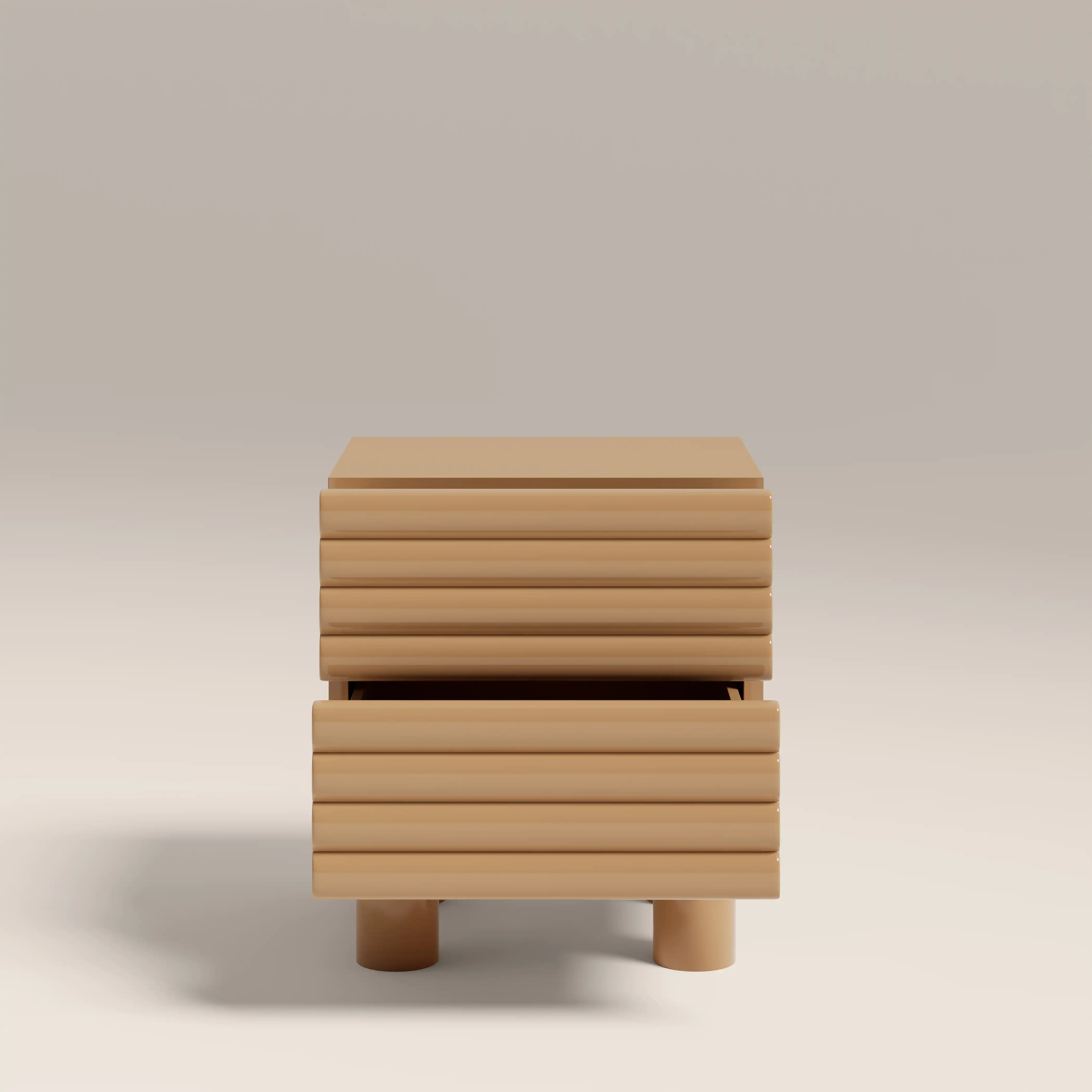 Raphael 2 Drawer Bedside Table | High Gloss Taupe - Image 4