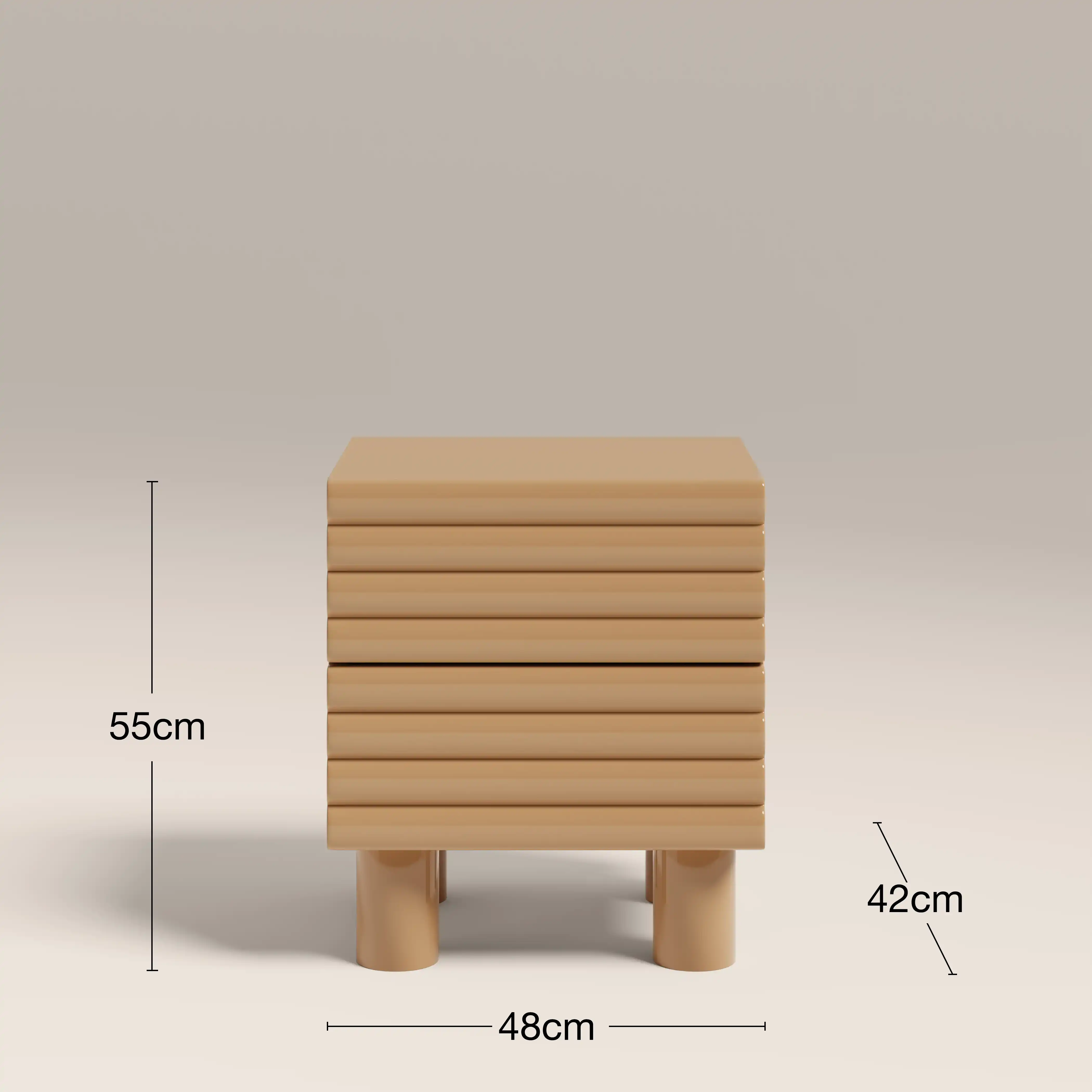 Raphael 2 Drawer Bedside Table | High Gloss Taupe - Image 6