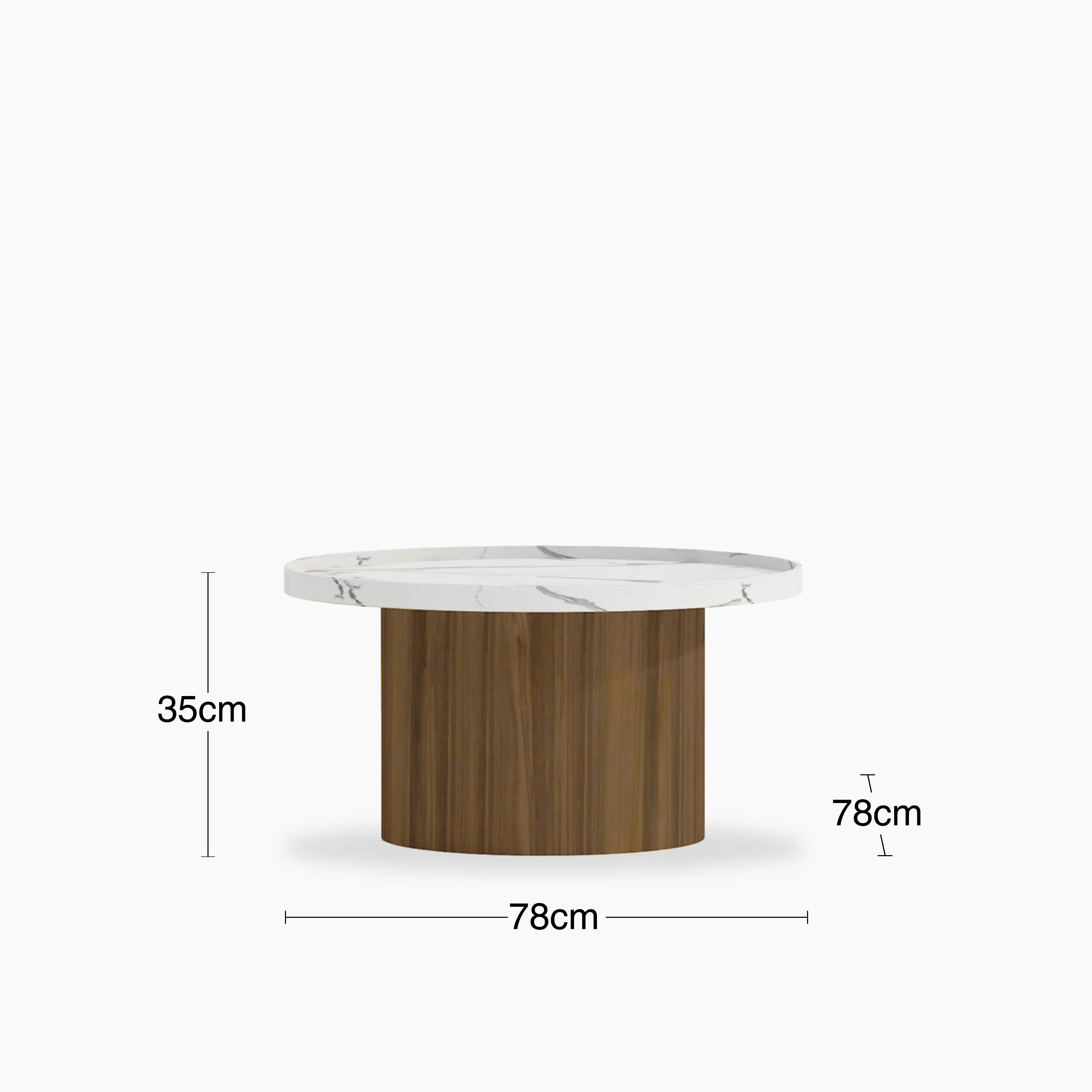 Raya Round Coffee Table | White Marble Effect & Walnut - Image 4