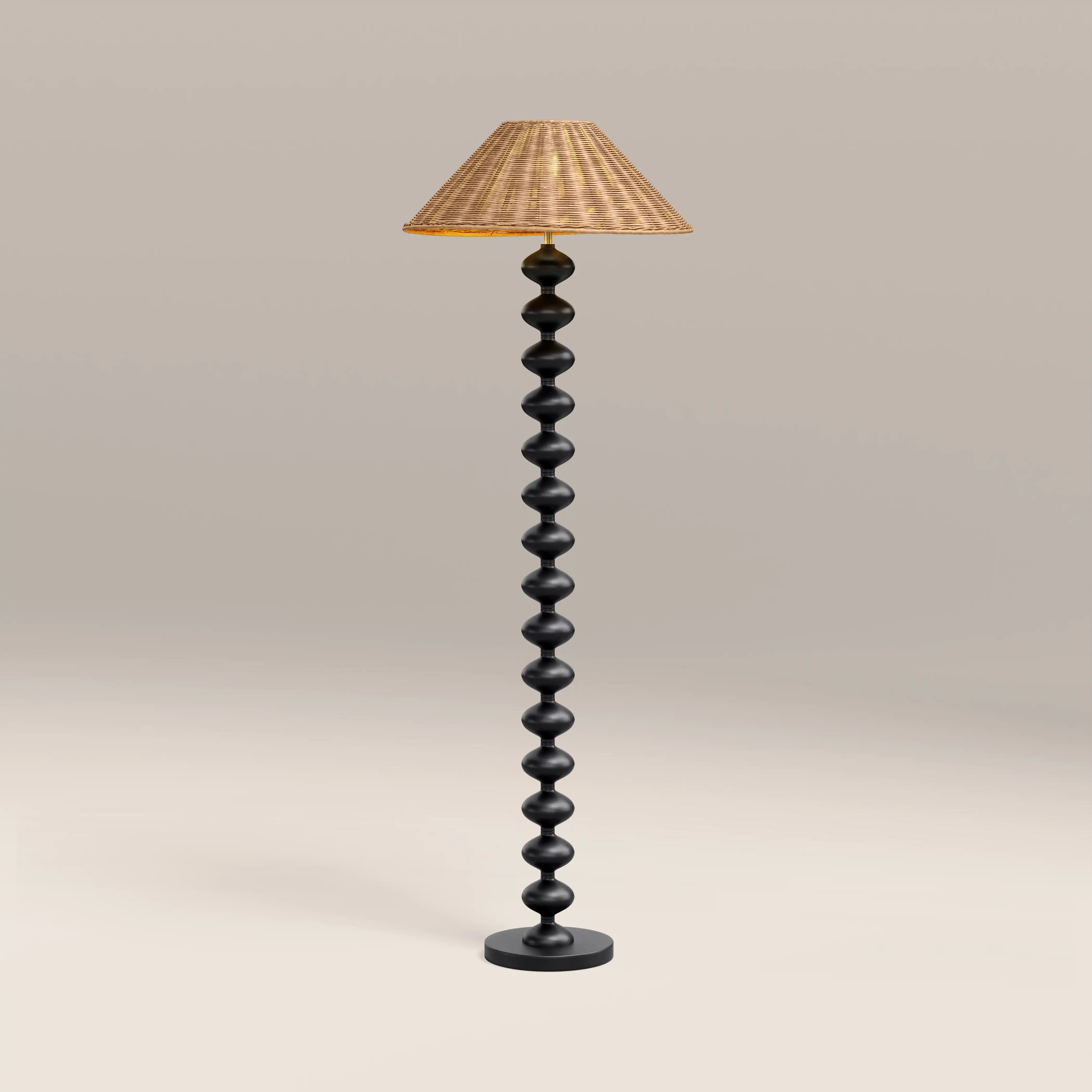 Reagan Floor Lamp | Natural Rattan & Black - Image 3