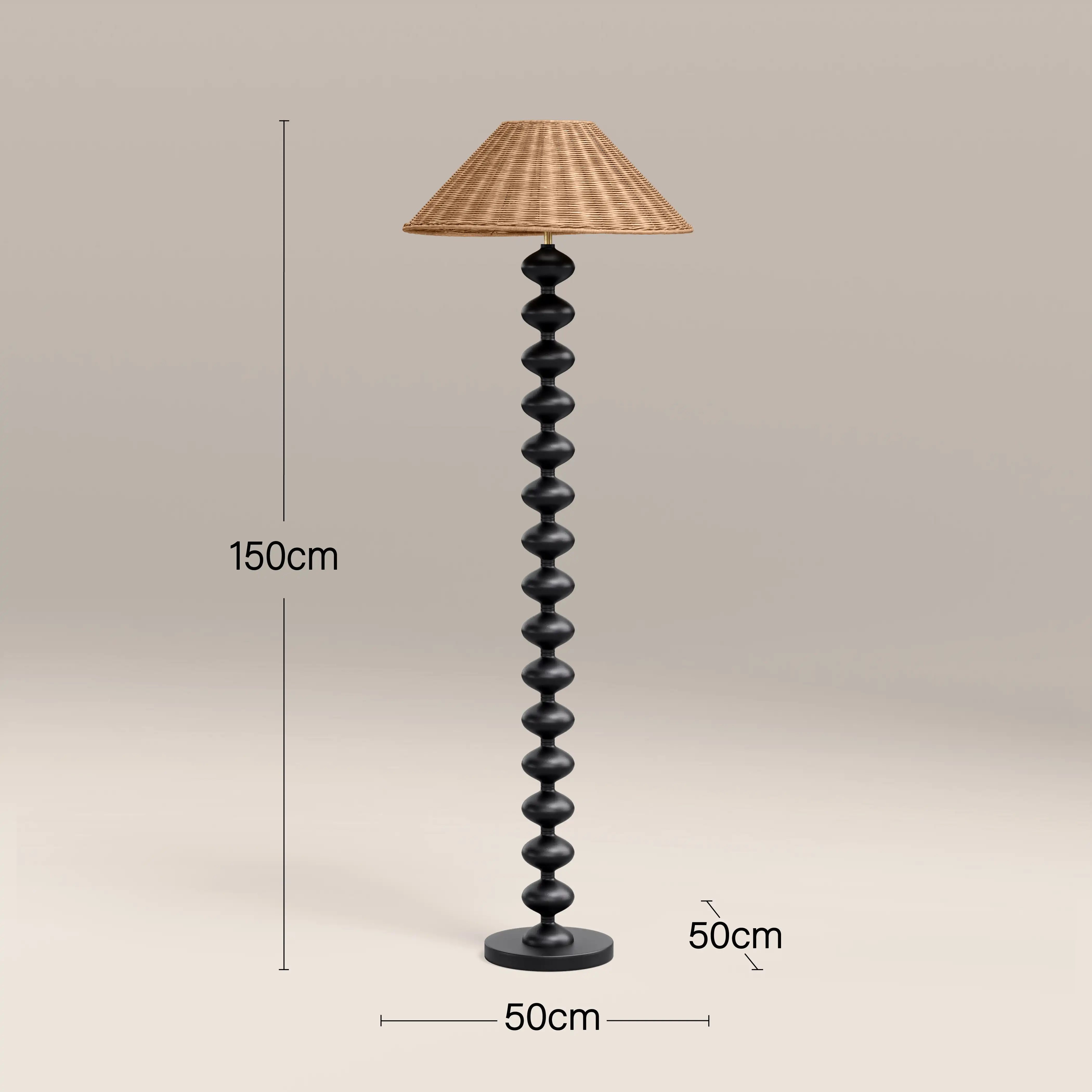 Reagan Floor Lamp | Natural Rattan & Black - Image 4