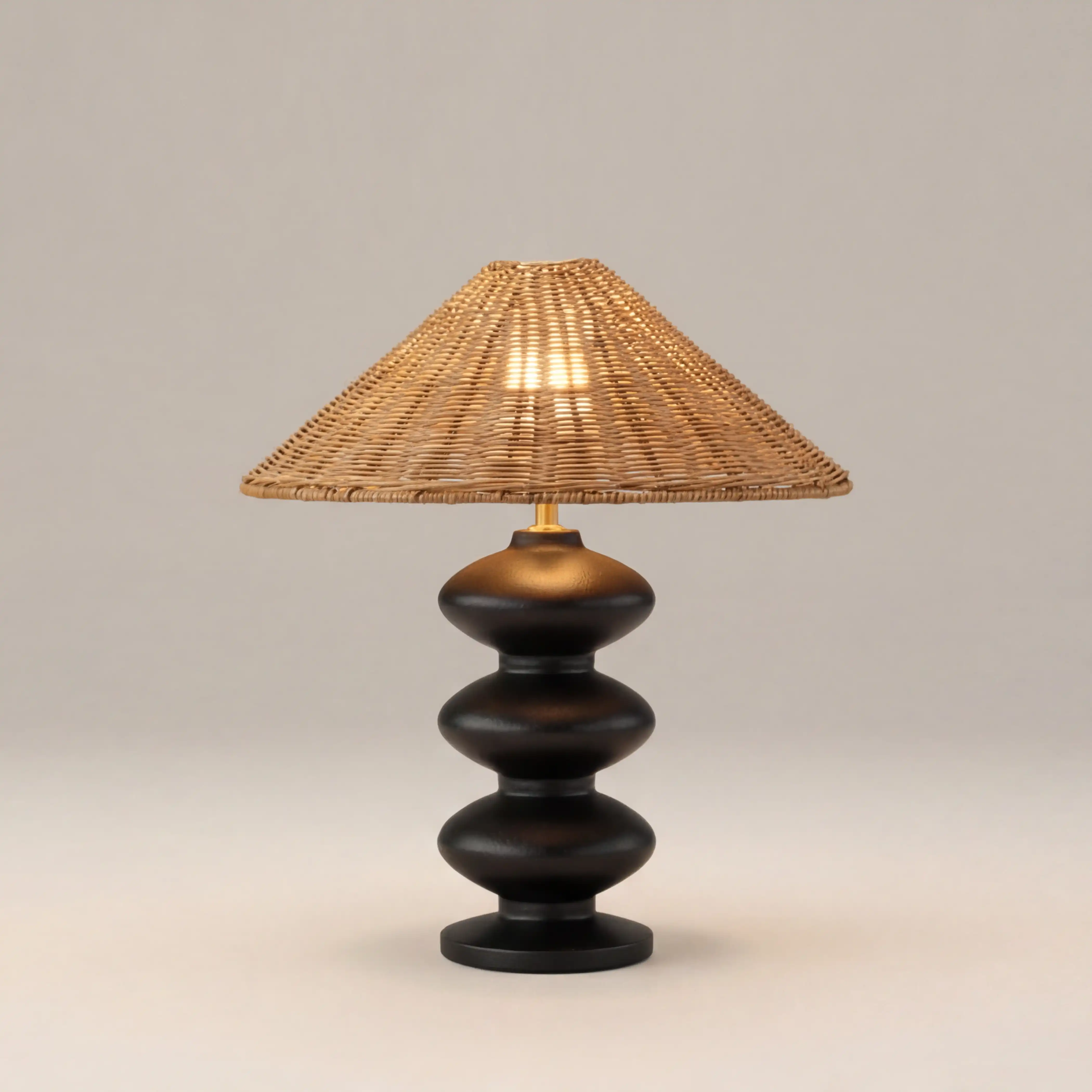 Reagan Table Lamp | Natural Rattan & Black - Image 2