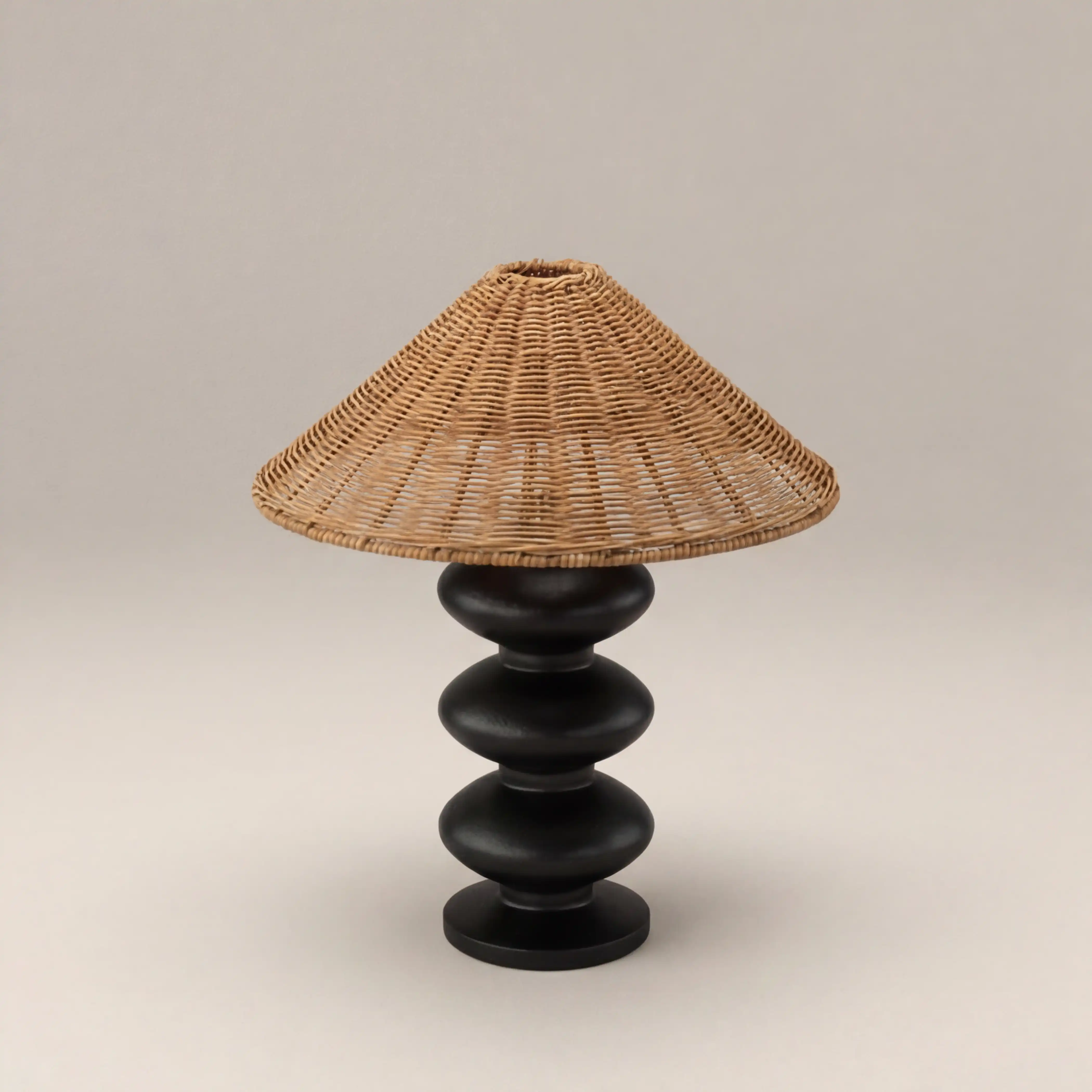 Reagan Table Lamp | Natural Rattan & Black - Image 3