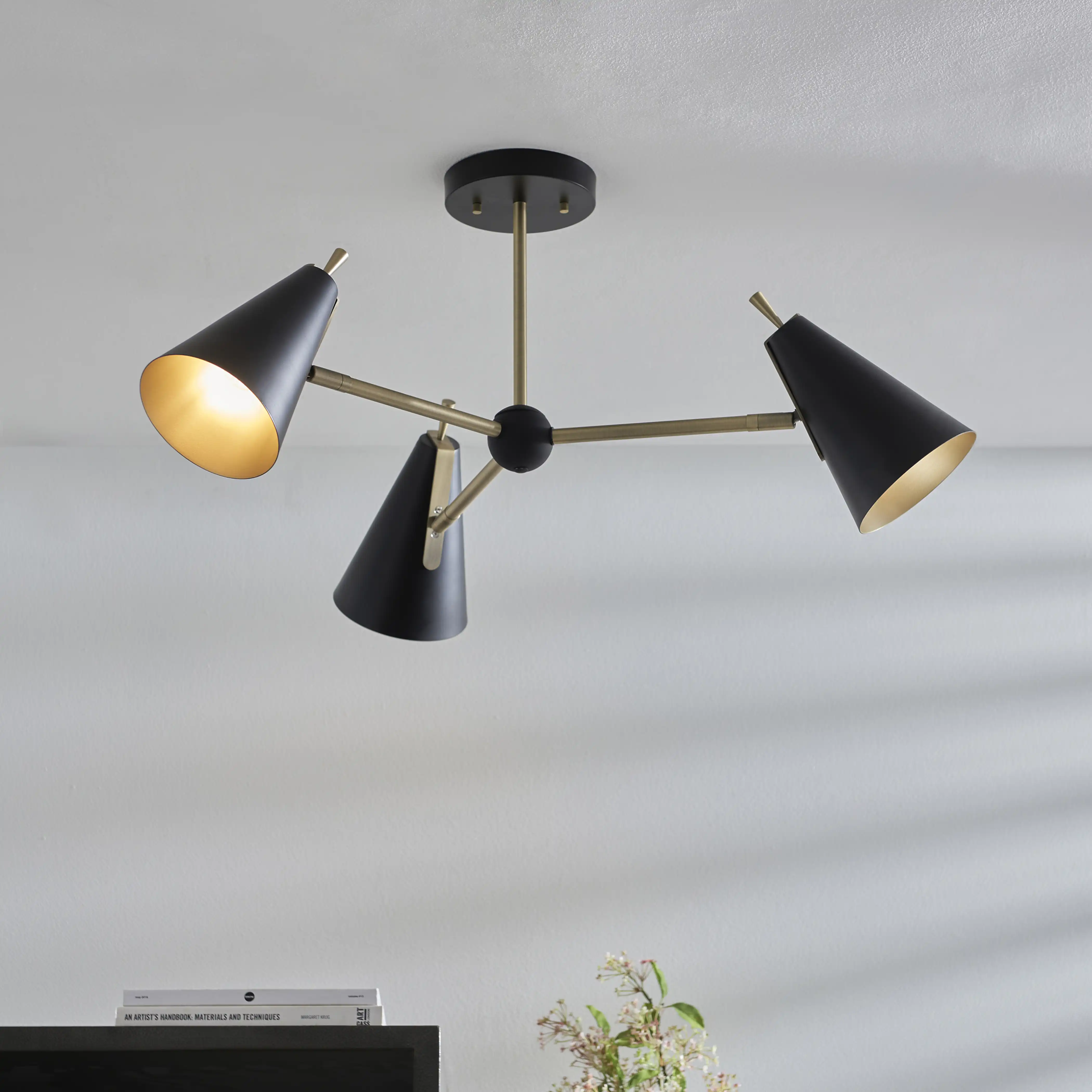 Reece 3 Light Flush Ceiling Light | Black - Image 2