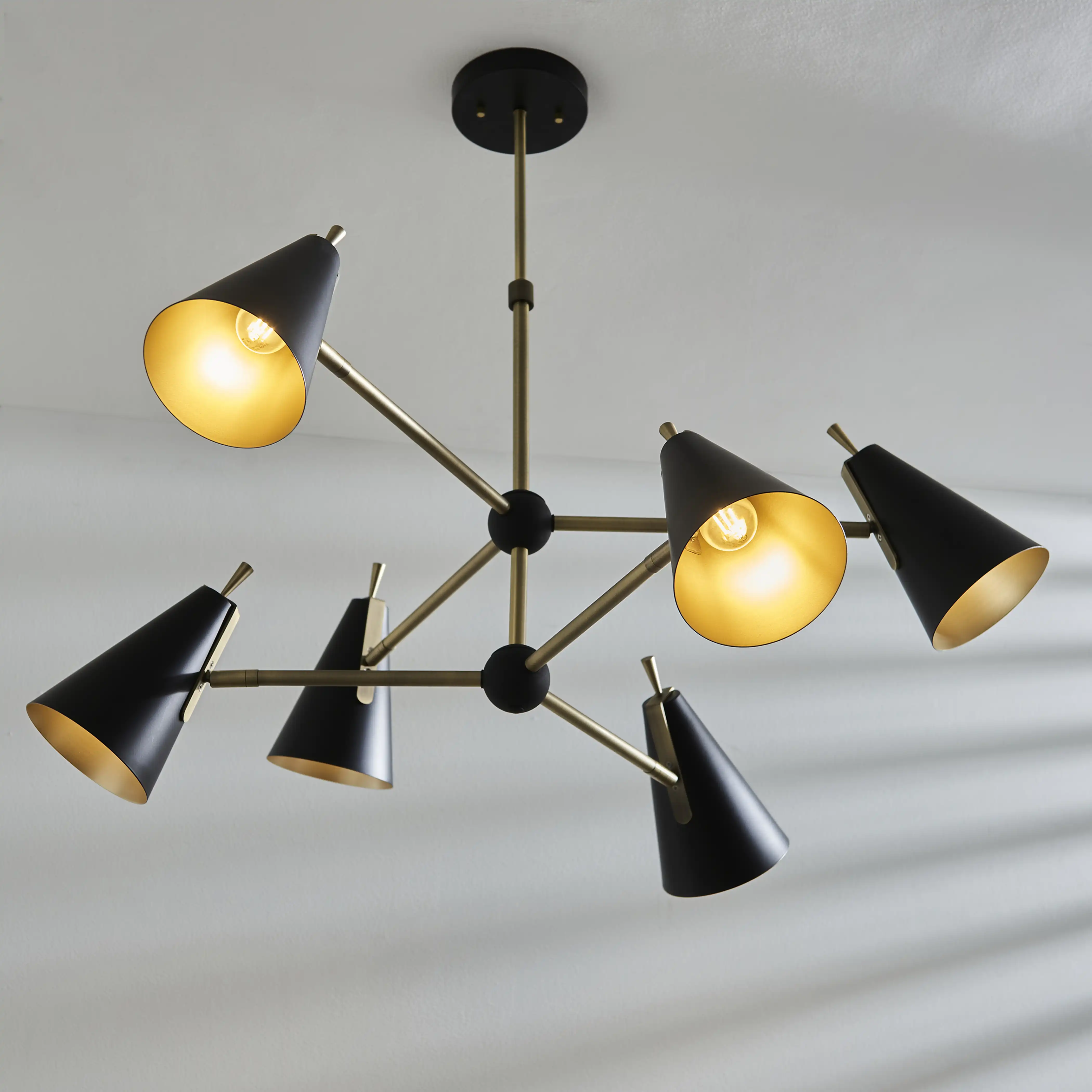 Reece 6 Light Pendant Light | Brass & Black - Image 3